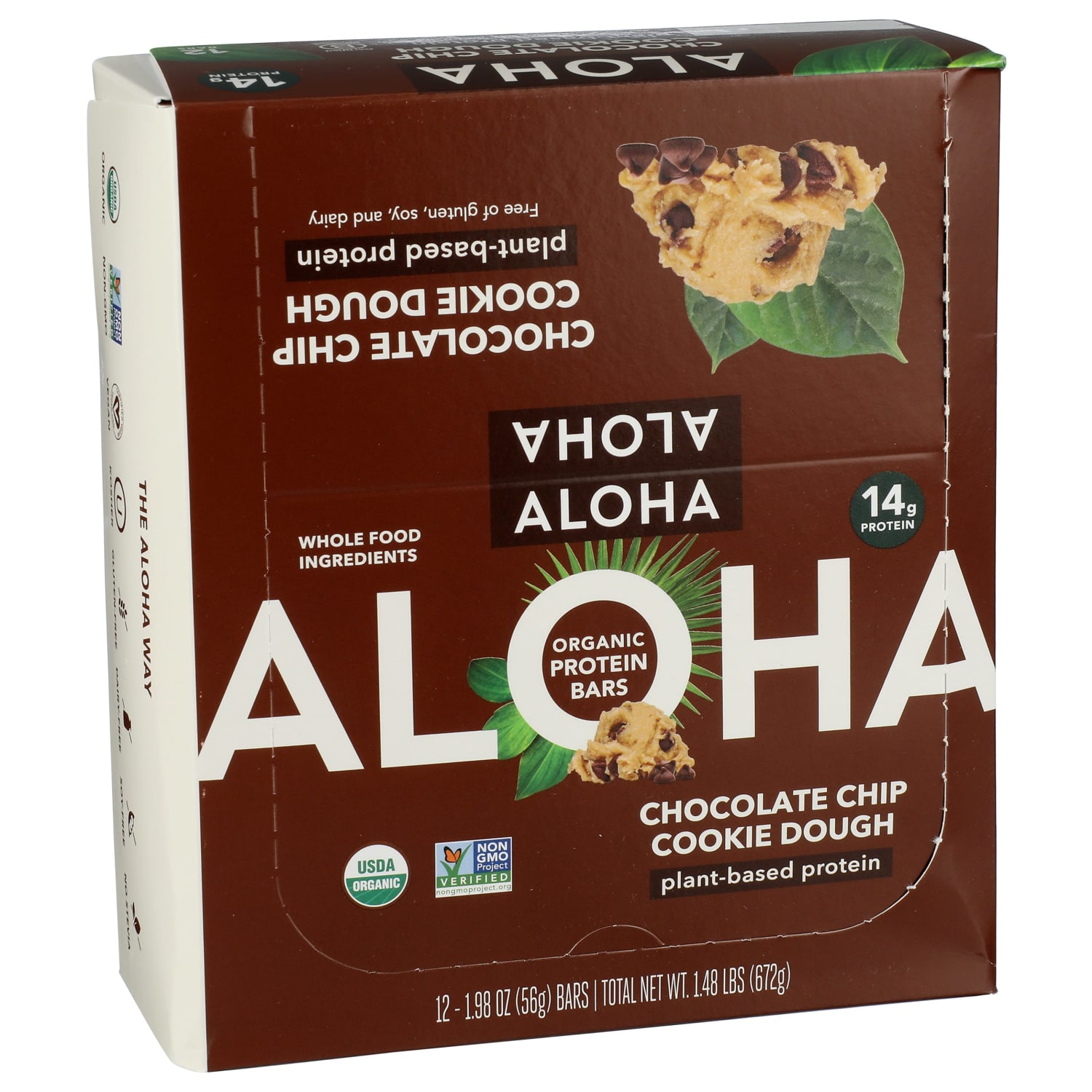 Aloha Plant Protein Bars, Chocolate Chip Cookie, 1.98 Oz, Total Qty 12