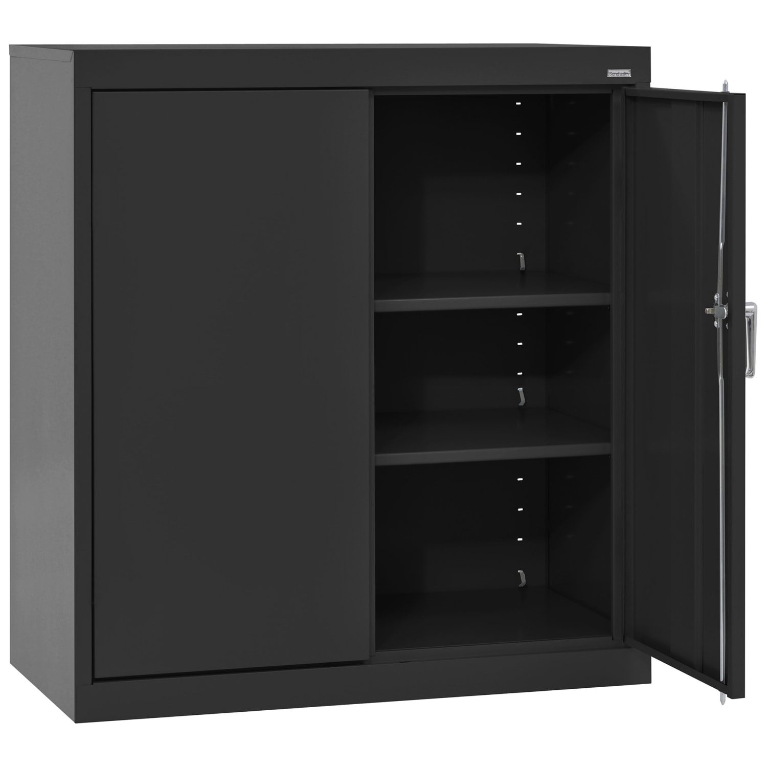 Sandusky Classic Series Medium-Duty Assembled Counter-Height Storage Cabinet, 36inH x 36inW x 18inD, Black