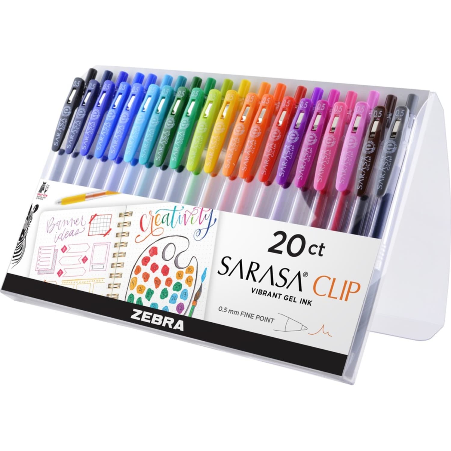 Zebra Pen SARASA Retractable Gel Pens, Pack Of 20, Fine Point, 0.5 mm, Silver Barrel, Black Ink - Image 4