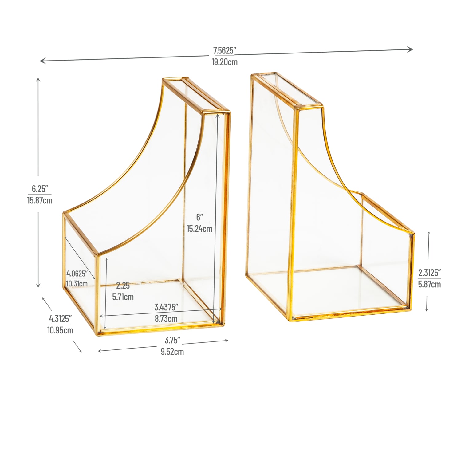 Mind Reader Decorative Bookends, 6-1/4inH x 3-3/4inW, Gold, Set Of 2 Bookends - Image 4