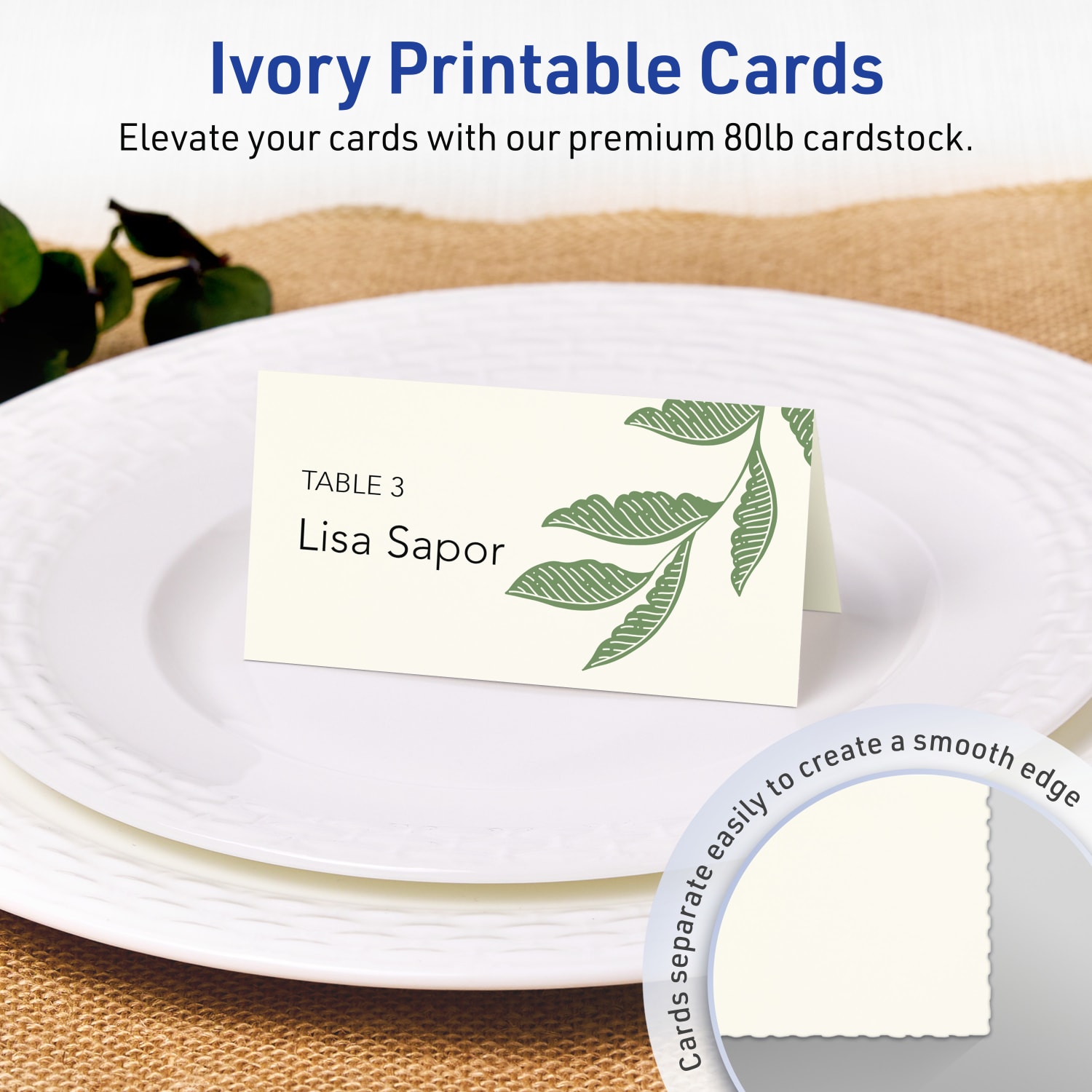 Avery Printable Tent Cards With Sure Feed Technology, 2-1/6in x 4in Rectangle, Matte Ivory, Pack Of 200 - Image 3