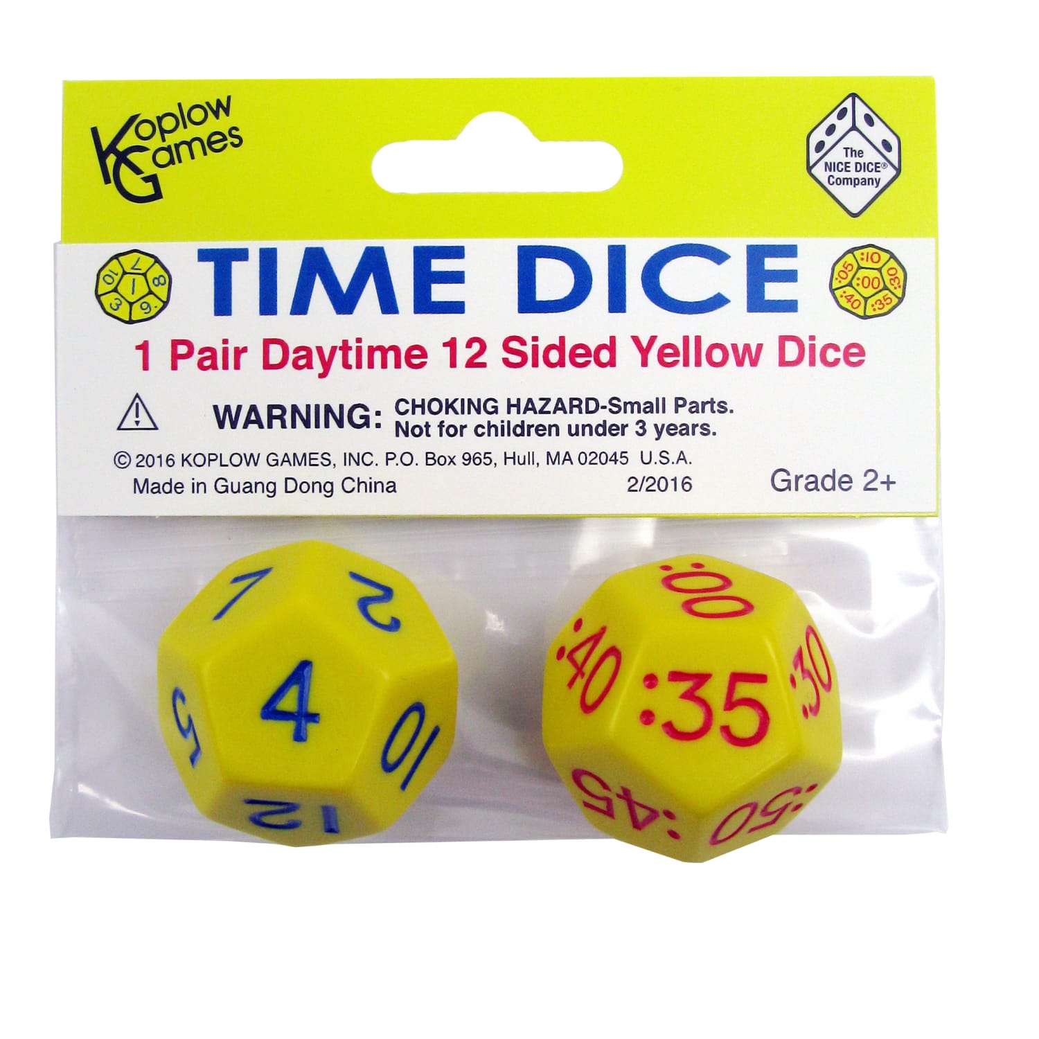 Koplow Games 2-Piece Time Dice Set, Yellow (AM), Pack Of 6 Sets - Image 3