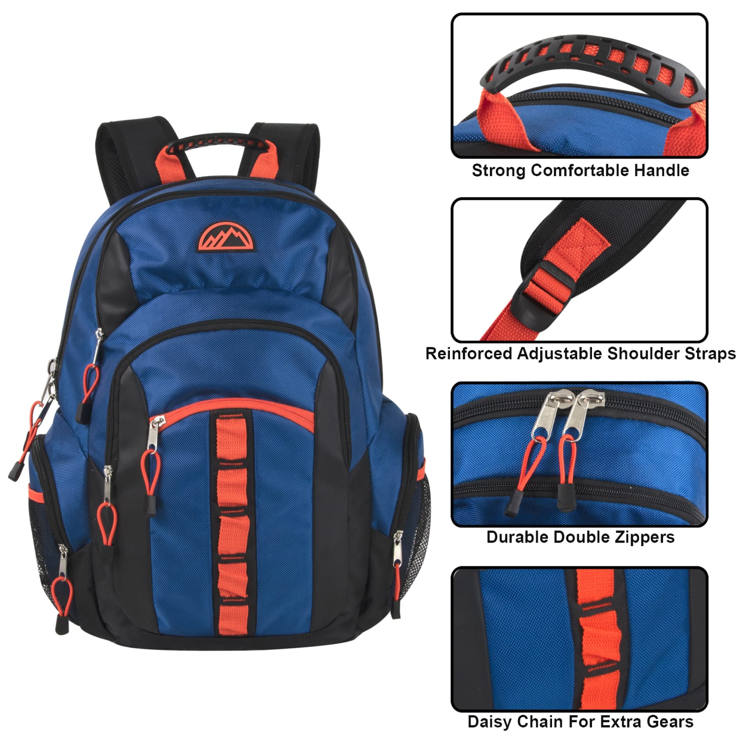 Mountain Edge Multi-Pocket Daisy Chain Backpack With 17in Laptop Sleeve, Blue - Image 3