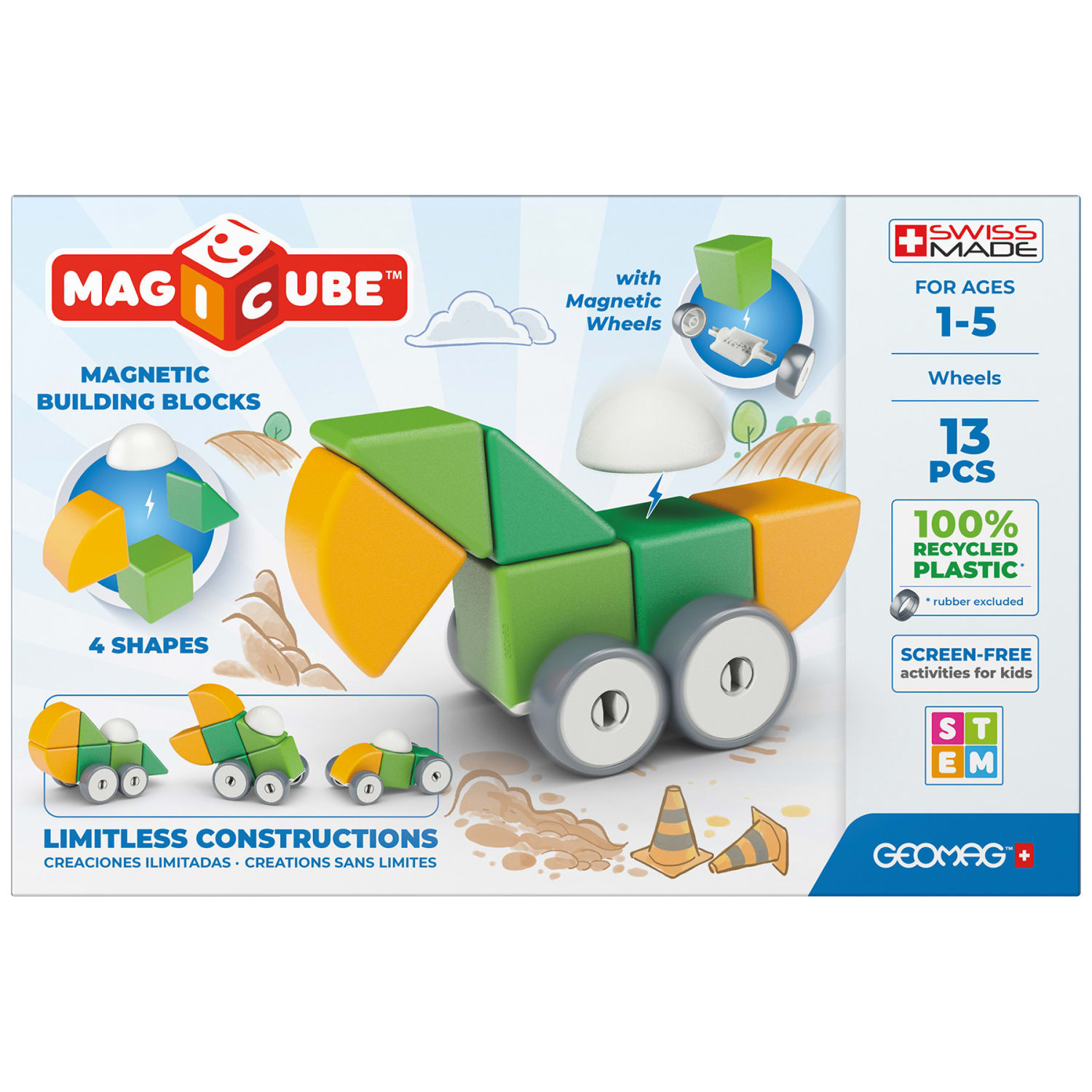 Geomag Magicubes Shapes Magnetic Building Blocks Recycled, 13 Pieces - Image 3