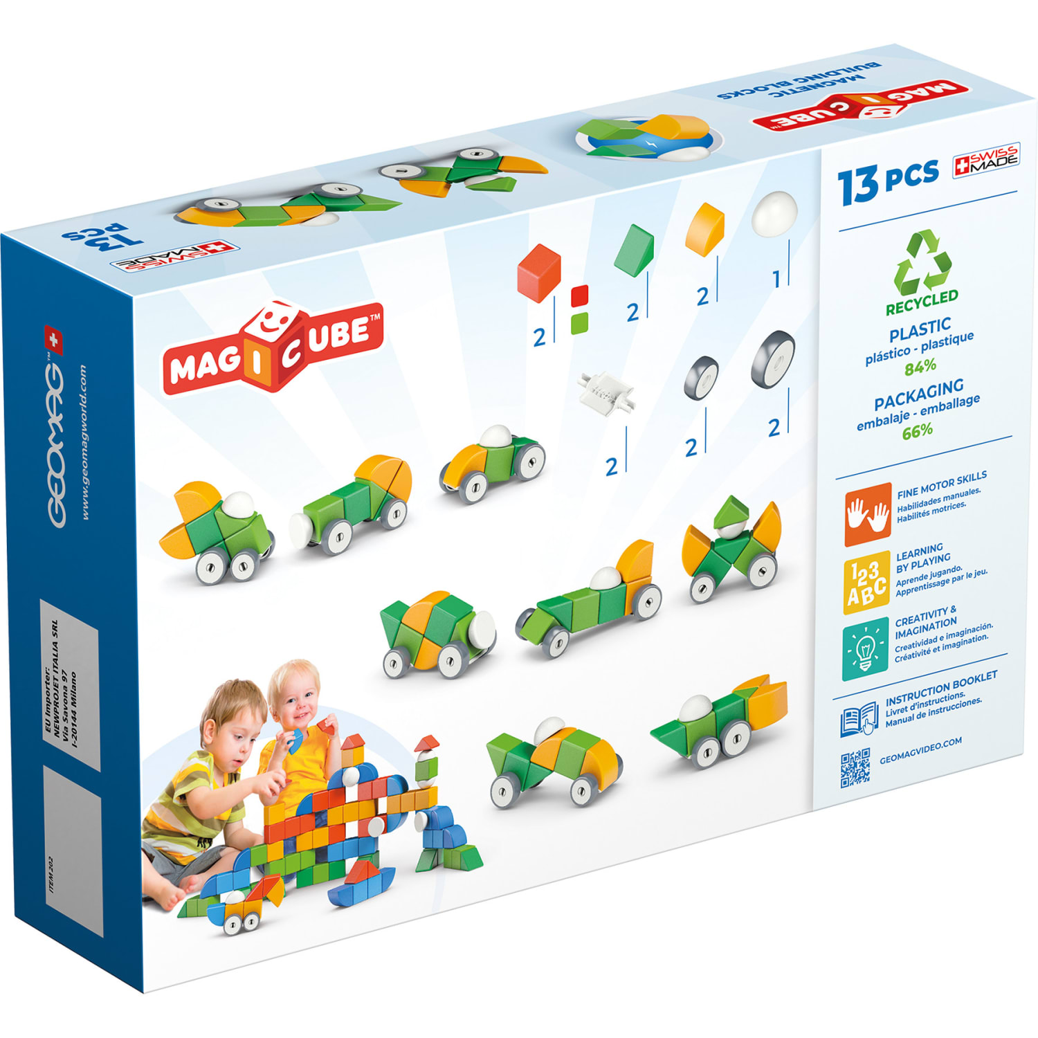 Geomag Magicubes Shapes Magnetic Building Blocks Recycled, 13 Pieces - Image 4