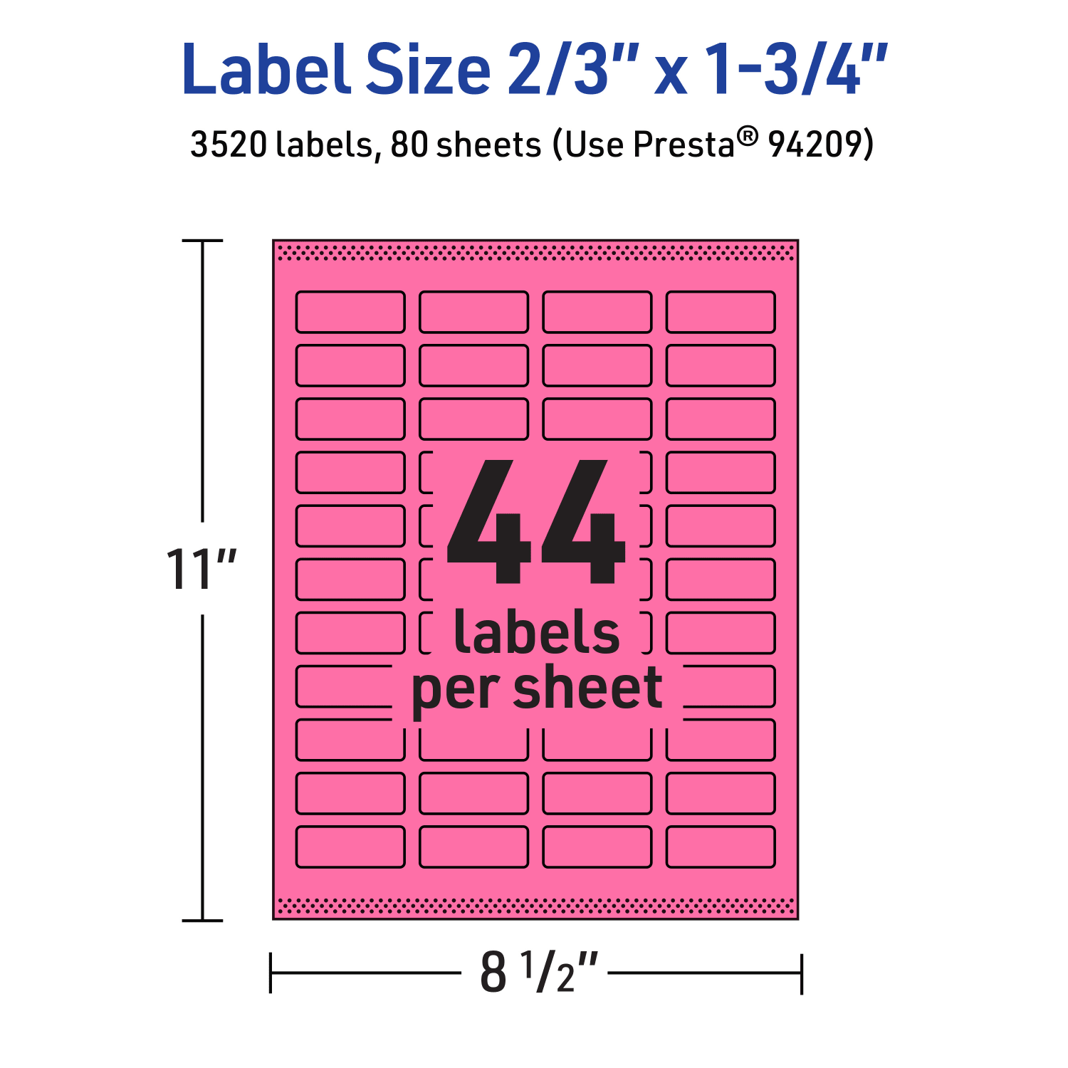 Avery Print-To-The-Edge Labels With Sure Feed Technology And Easy Peel, 94209-BPP80, Rectangle, 2/3in x 1-3/4in, Matte Bright Pink, Pack of 3520 - Image 6