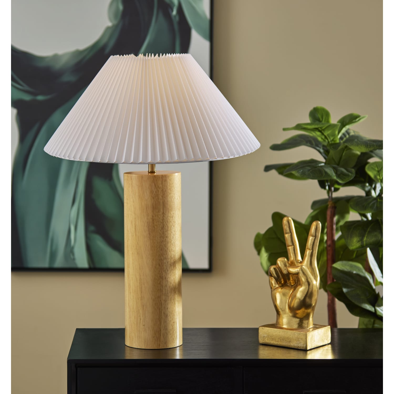 Adesso Marta Table Lamp, 25-1/2inH, White Shade/Natural Base - Image 3