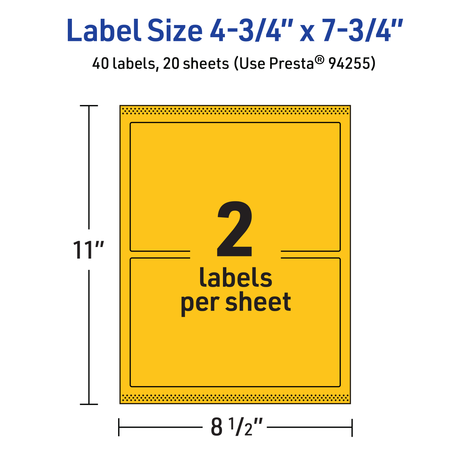 Avery Print-To-The-Edge Labels With Sure Feed Technology And Easy Peel, 94255-BYP20, Rectangle, 4-3/4in x 7-3/4in, Matte Bright Yellow, Pack of 40 - Image 6