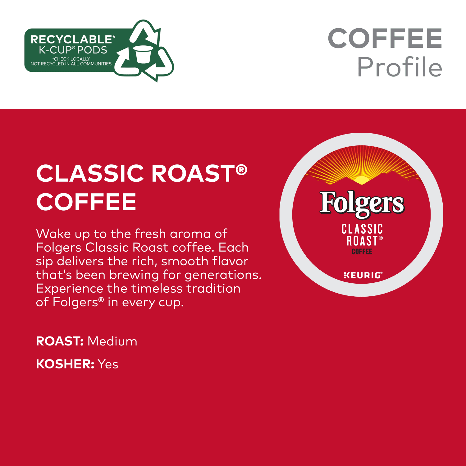Folgers Gourmet Selections Medium Roast Keurig Single-Serve K-Cup Pods, Classic, Box Of 48 K-Cup Pods - Image 4