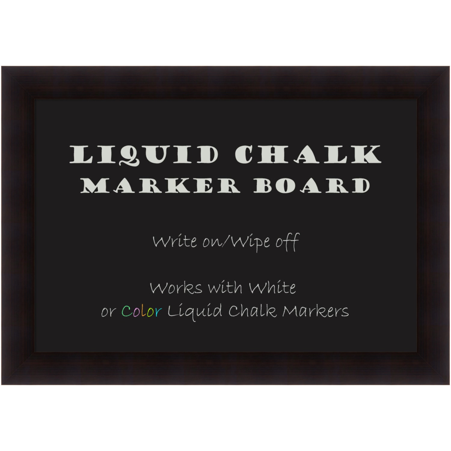Amanti Art Liquid Chalk Marker Board, 30in x 42in, Black, Portico Espresso Brown Wood Frame - Image 3