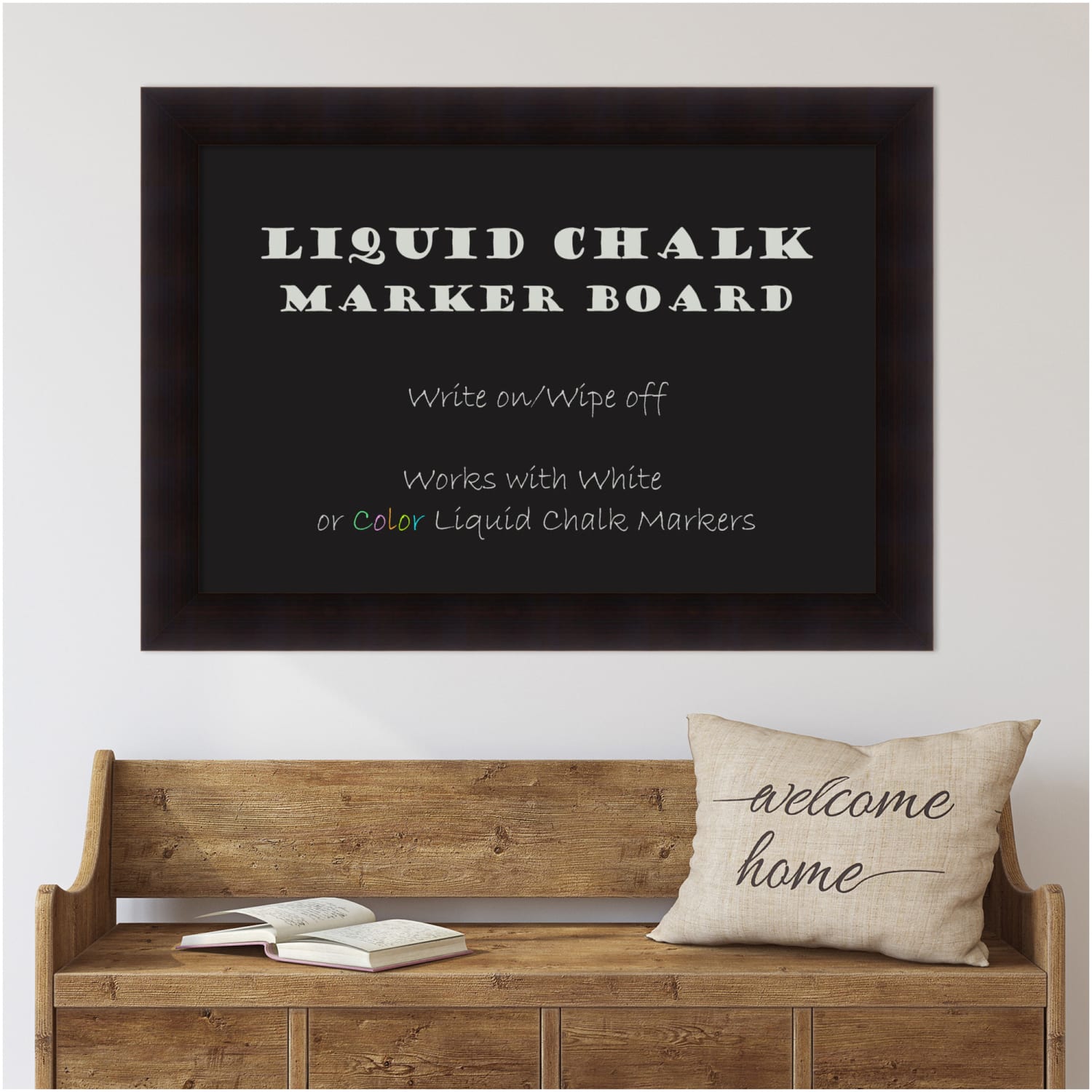 Amanti Art Liquid Chalk Marker Board, 30in x 42in, Black, Portico Espresso Brown Wood Frame - Image 5