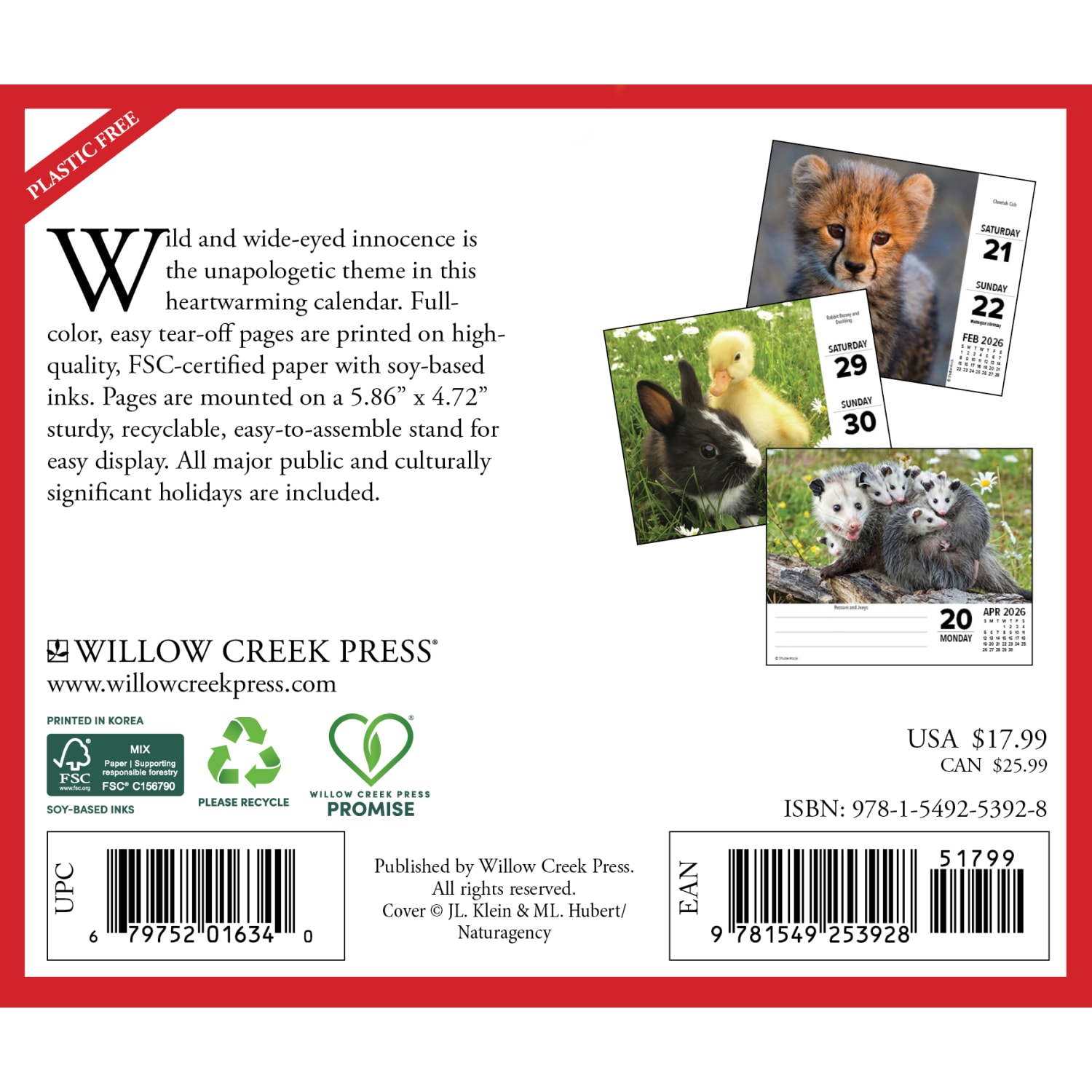 2026 Willow Creek Press Page-A-Day Daily Desk Calendar, 6-1/4in x 5-1/2in, Baby Animals, January To December, 53928 - Image 6