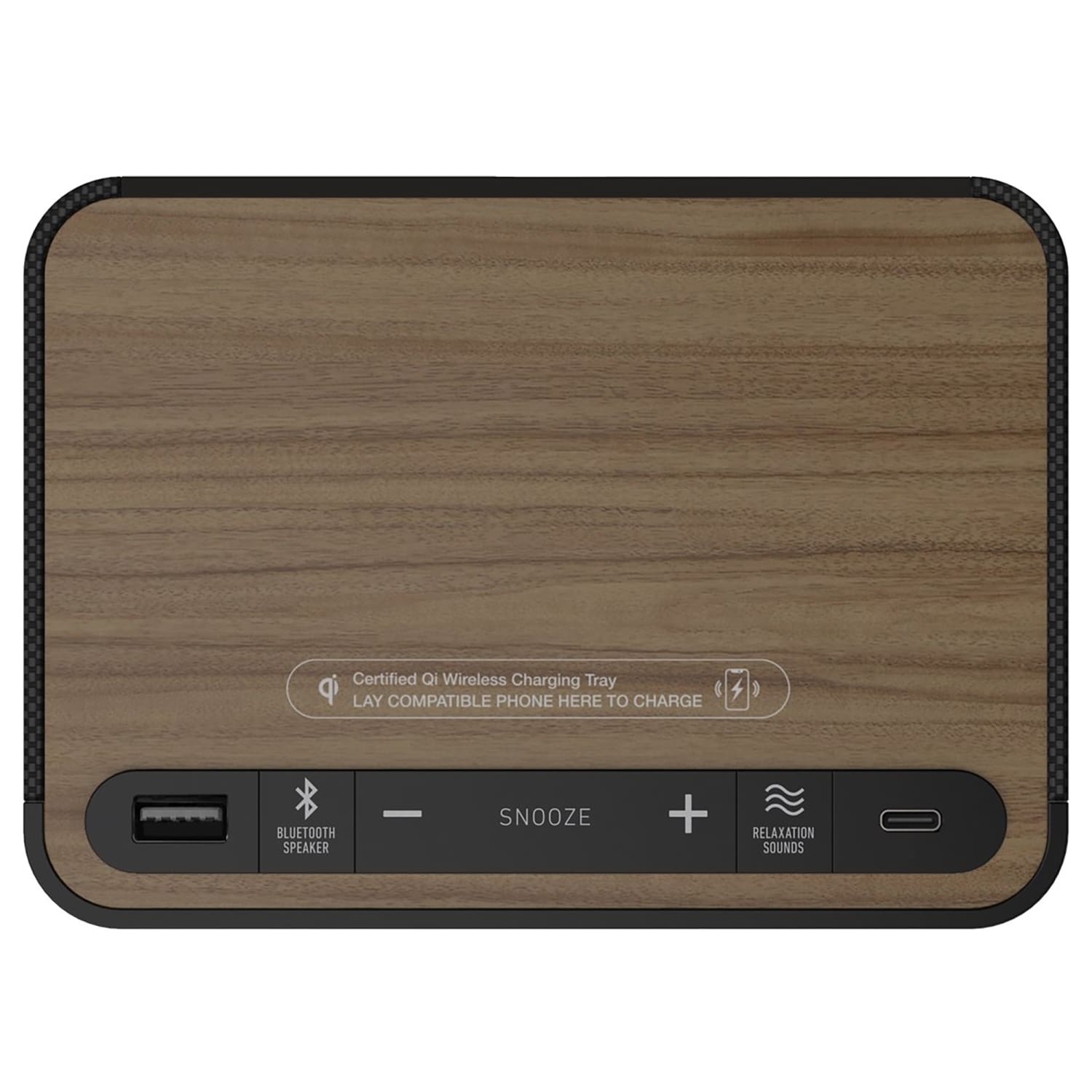Nonstop Station A Alarm Clock, 2inH x 6-5/16inW x 4-1/2inD, Walnut Sand/Black - Image 3