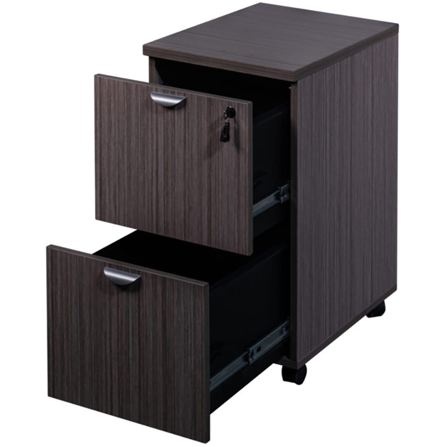 Boss Office Products 16inW x 22inD Lateral Mobile File Pedestal, Driftwood - Image 3