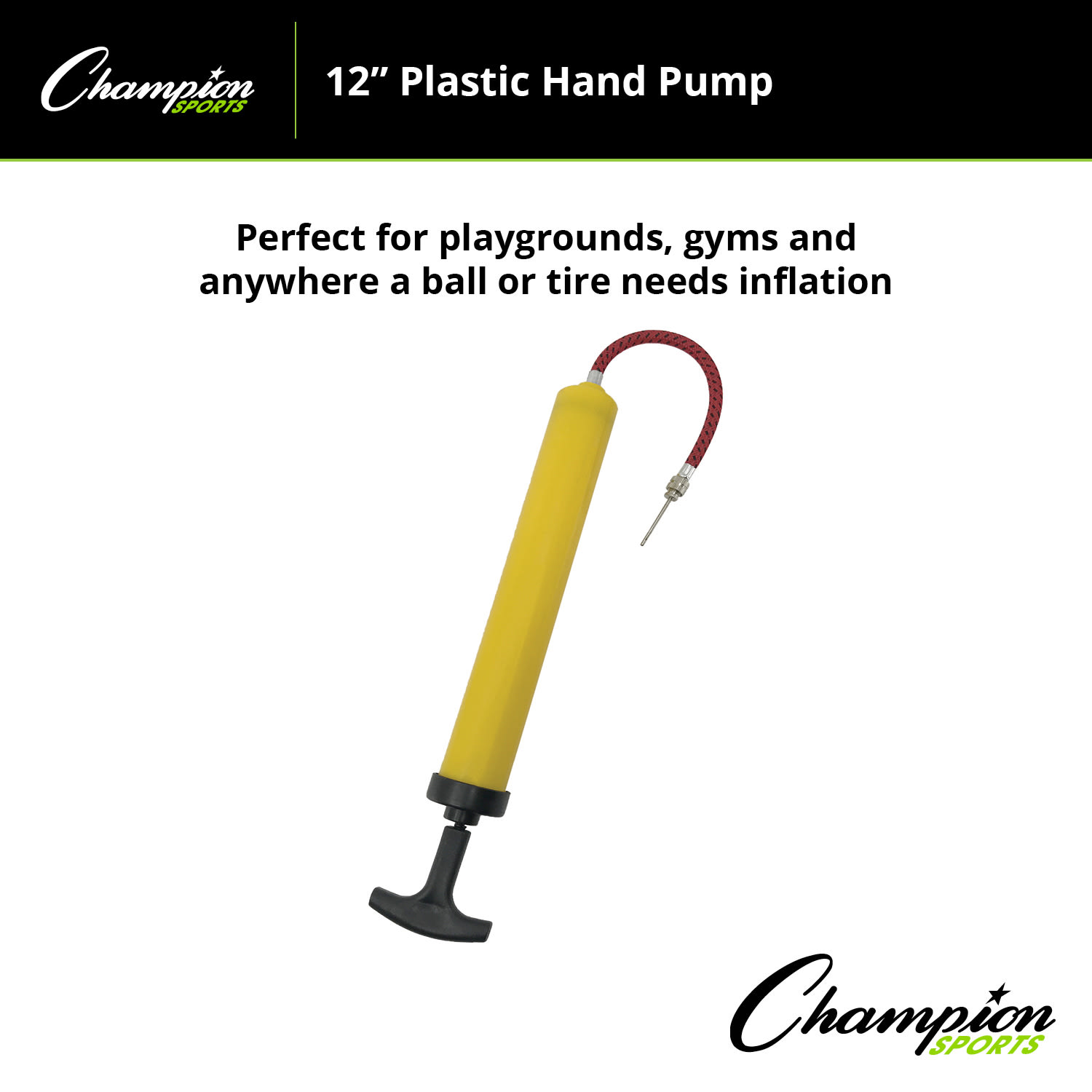 Champion Sports Plastic Hand Pumps, 12-1/4inH x 2-3/8inW x 1-3/4inD, Yellow, Pack Of 6 Pumps - Image 4