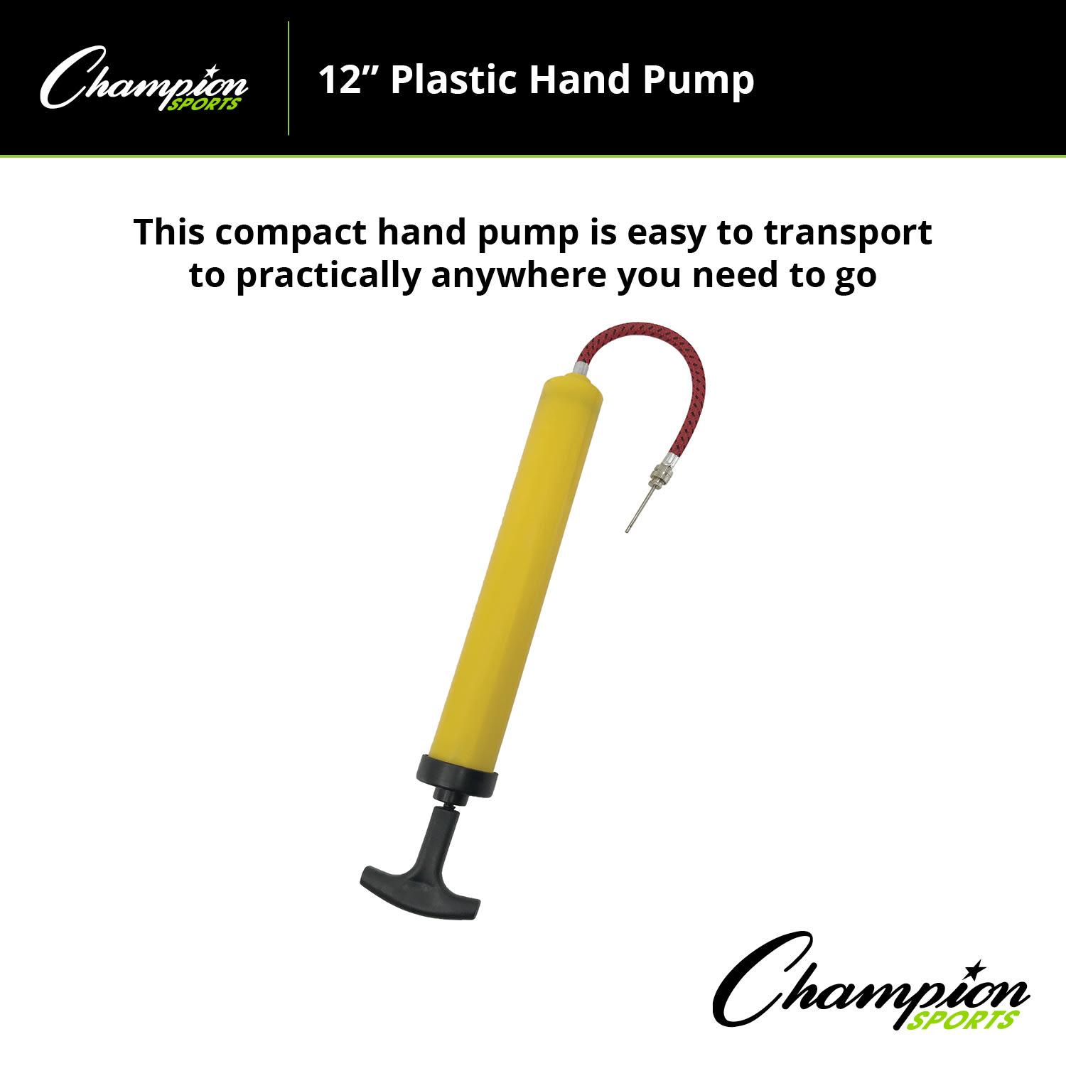 Champion Sports Plastic Hand Pumps, 12-1/4inH x 2-3/8inW x 1-3/4inD, Yellow, Pack Of 6 Pumps - Image 6