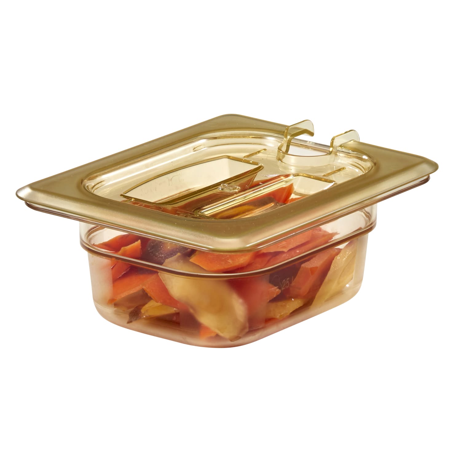 Cambro H-Pan High-Heat GN 1/8 Notched Covers With Handles, 15/16inH x 5-1/4inW x 6-3/8inD, Amber, Pack Of 6 Covers - Image 3