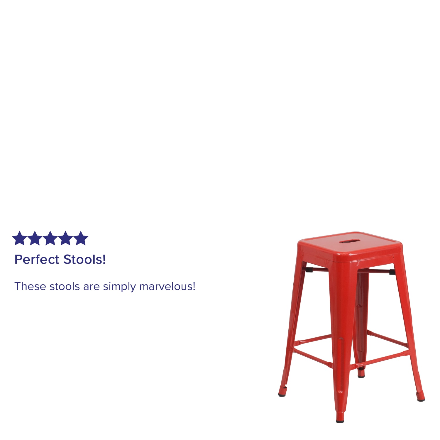 Flash Furniture 24inH Commercial-Grade Metal Backless Counter Stool, Red - Image 5