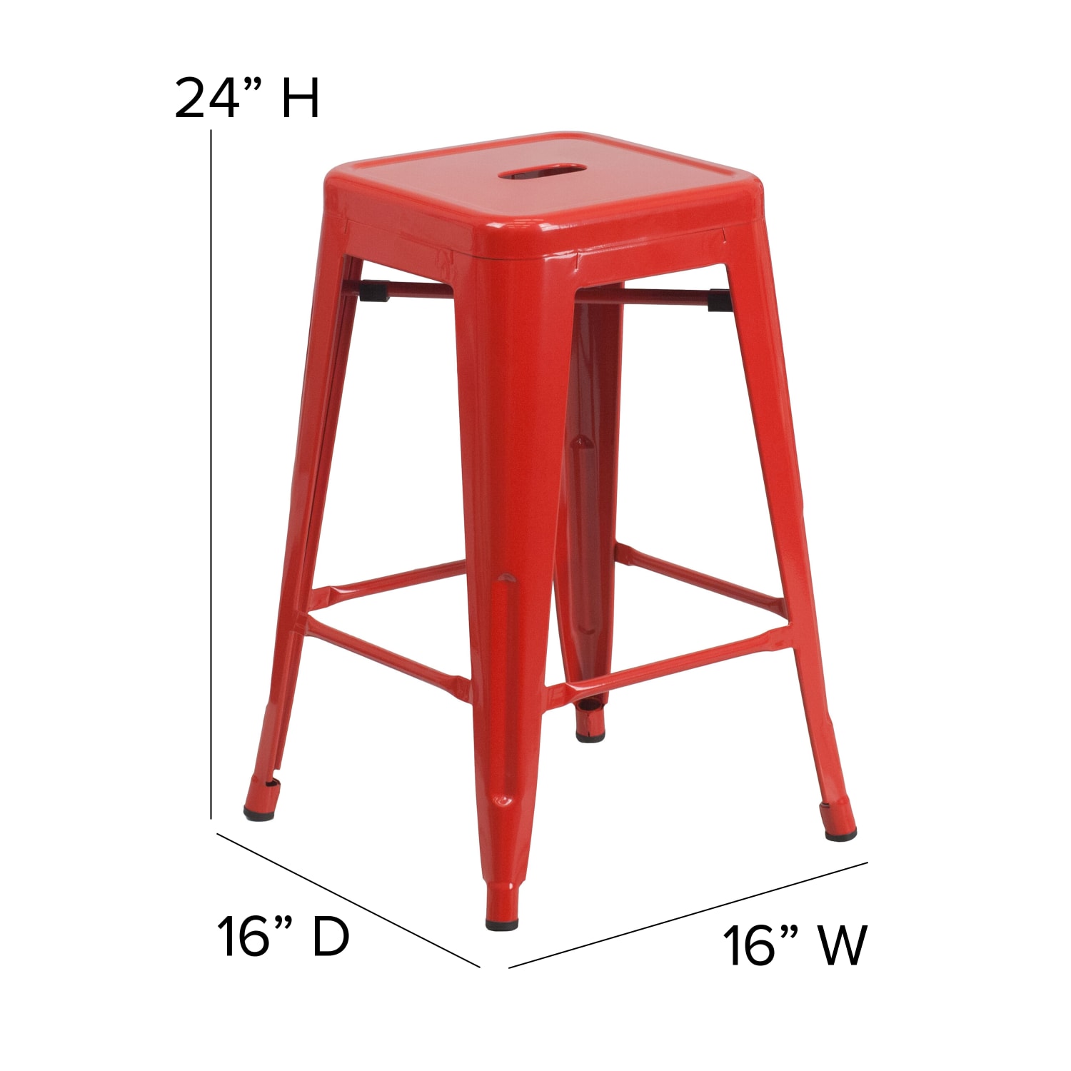 Flash Furniture 24inH CommercialGrade Metal Backless Counter Stool Red PopularChairscom Flash Furniture 24inH Commercial Grade Metal Backless Counter Stool Red PopularChairscom