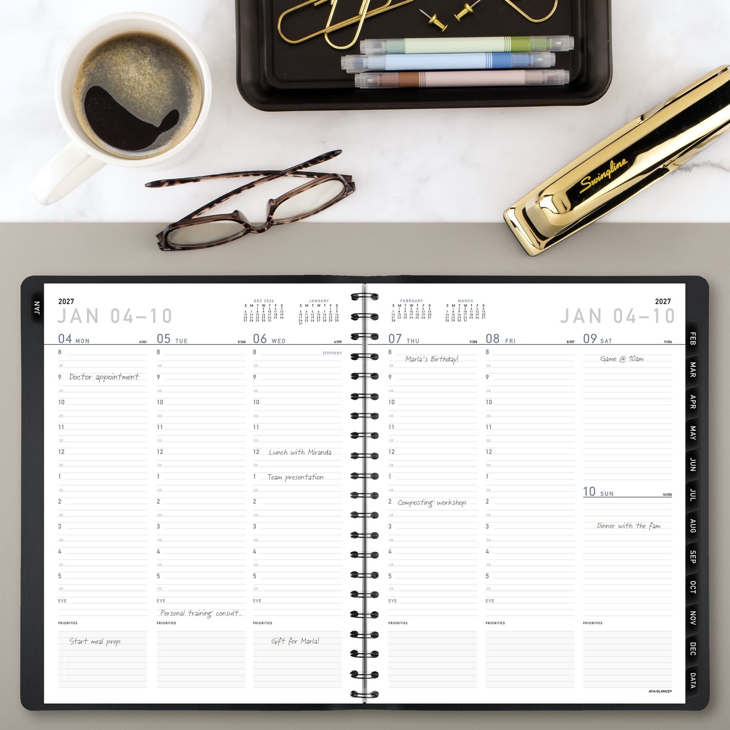 AT-A-GLANCE Contemporary 2027 Weekly Monthly Planner, Black, Large, 8 1/4in x 11in - Image 3