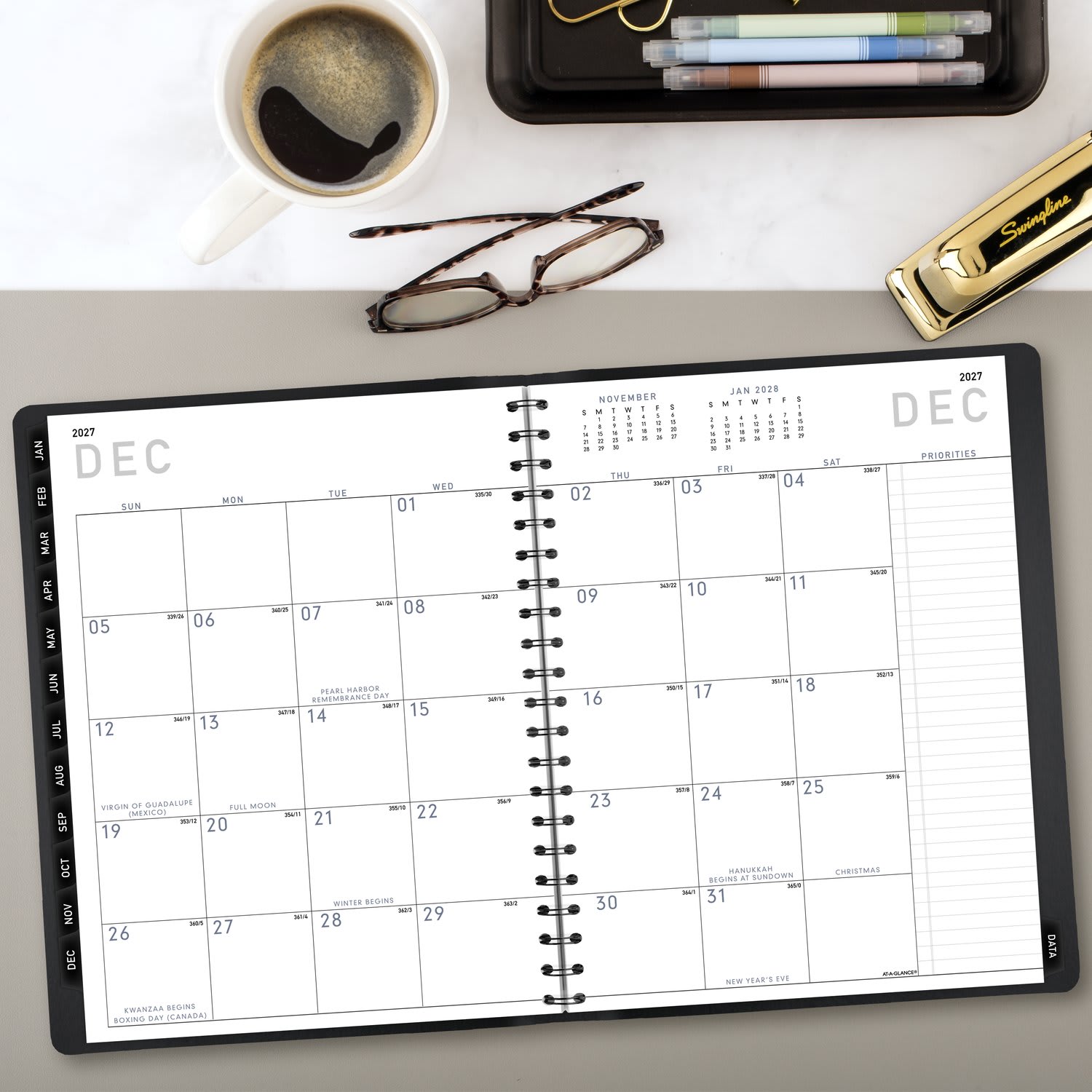 AT-A-GLANCE Contemporary 2027 Weekly Monthly Planner, Black, Large, 8 1/4in x 11in - Image 4