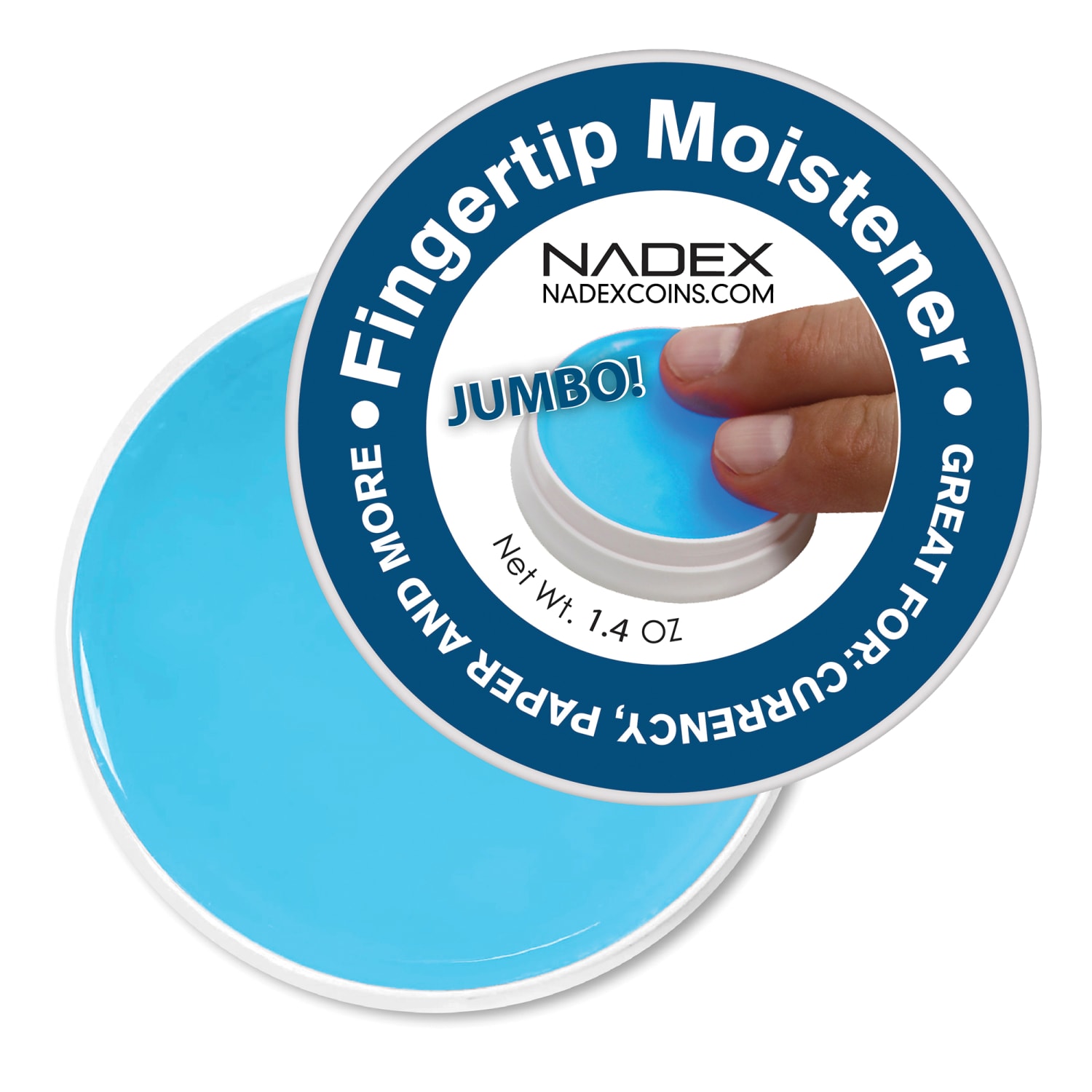 Nadex Coins Jumbo NXTE-1744 Non-Slip Cash-Counting Fingertip Moistener Pads, 1.41 Oz, Blue - Image 3