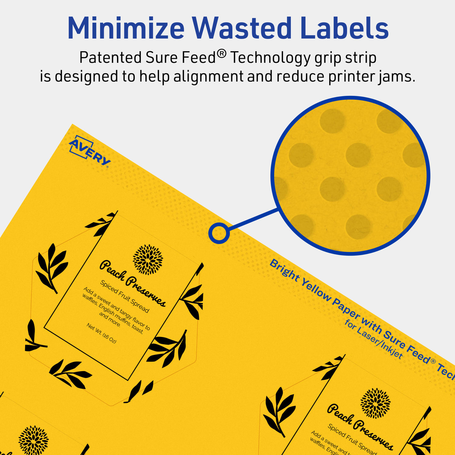 Avery Print-To-The-Edge Labels With Sure Feed Technology, 94121-BYP80, Hexagon, 2-1/2in x 2-57/64in, Matte Bright Yellow, Pack of 480 - Image 5