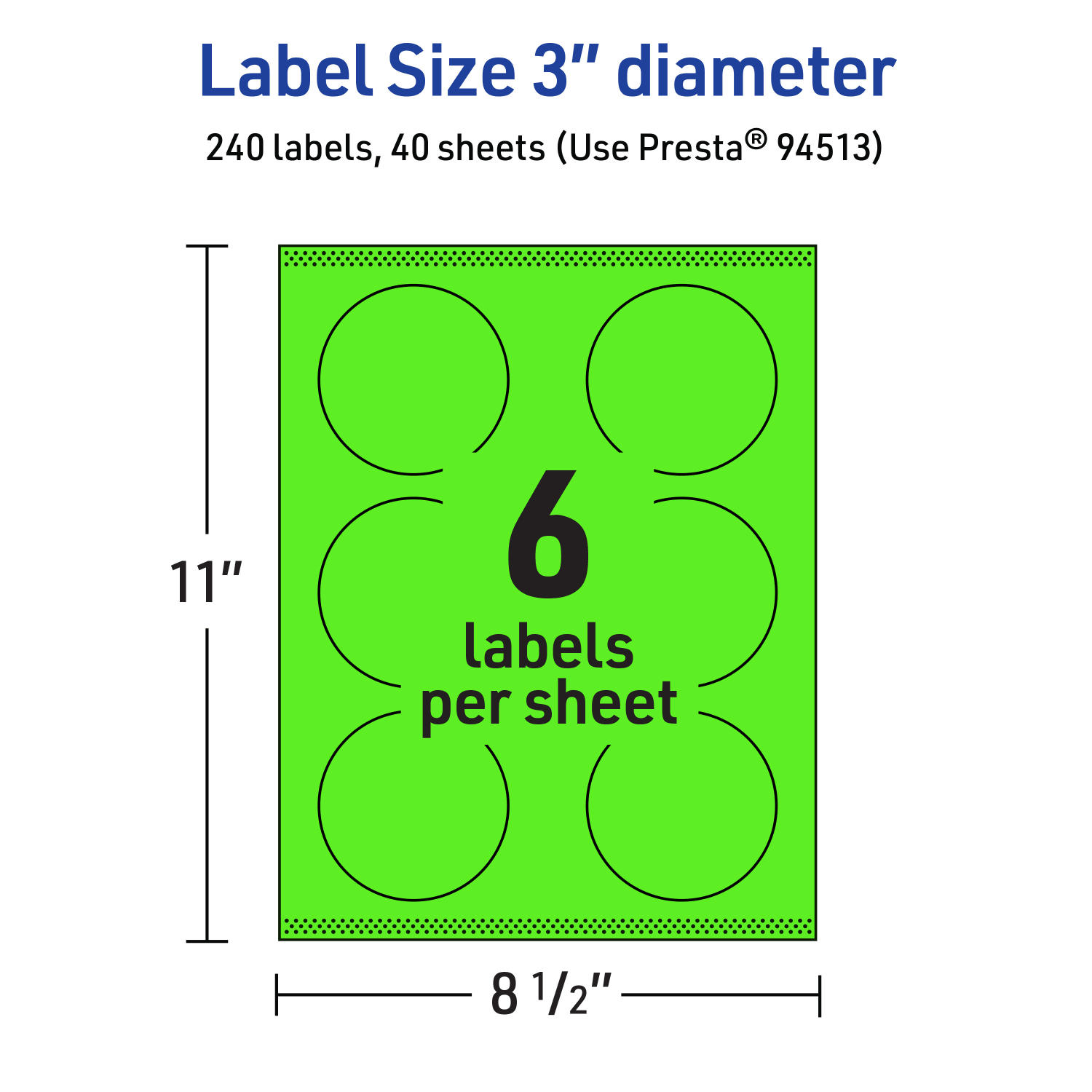 Avery Print-To-The-Edge Labels With Sure Feed Technology, 94513-NGP40, Round, 3in, Matte Neon Green, Pack of 240 - Image 6