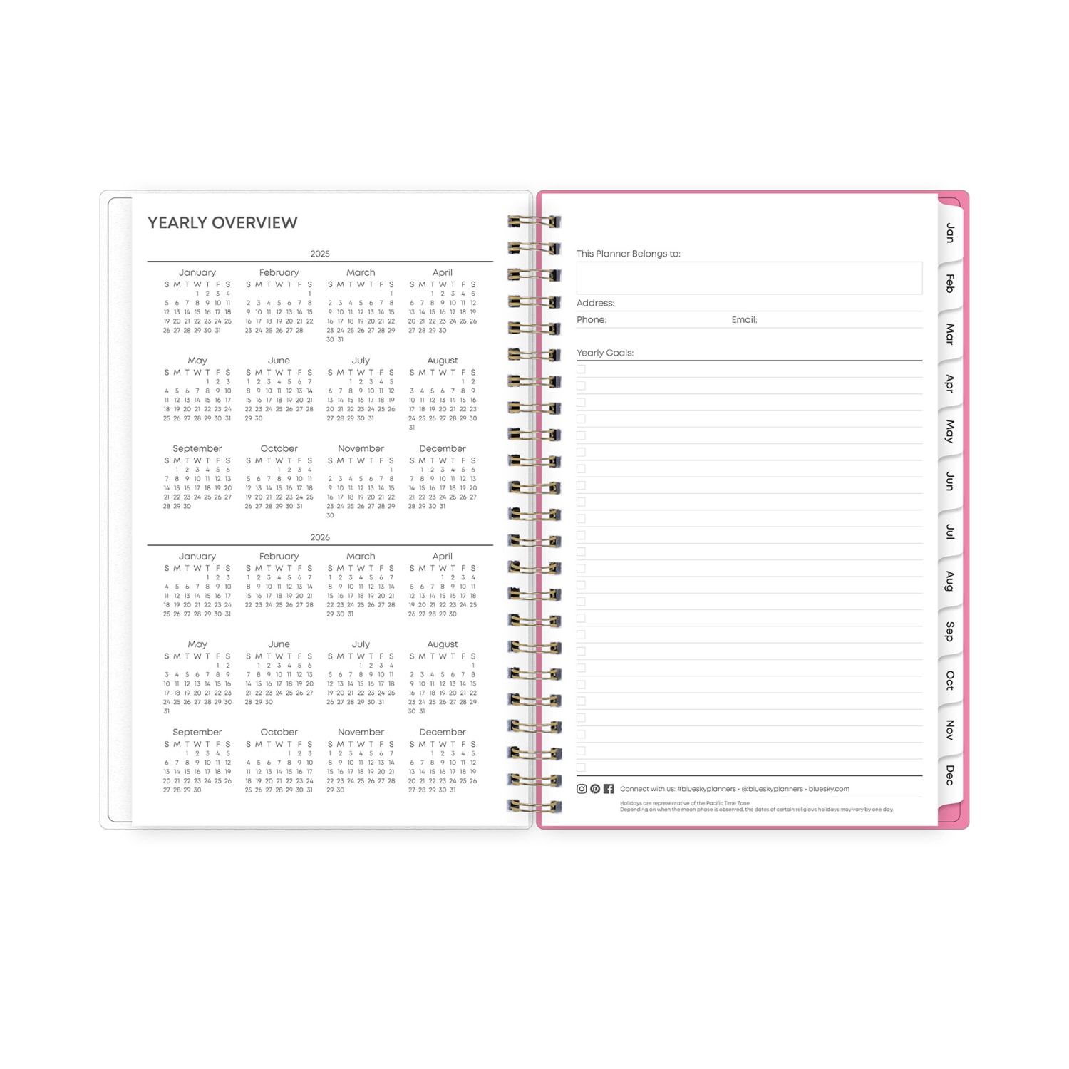 2025-2026 Blue Sky Roosevelt Pink Frosted Weekly/Monthly Academic Planning Calendar, 5in x 8in, July 2025 to June 2026, 128692-A - Image 5