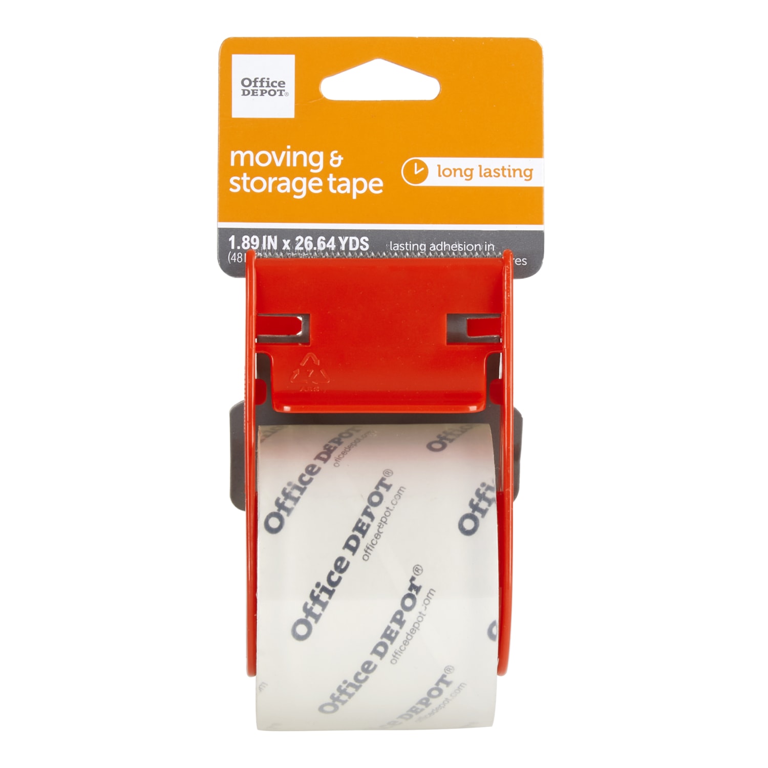 Office Depot Brand Moving & Storage Packing Tape With Dispenser, 1.89in x 26.64 Yd, Crystal Clear