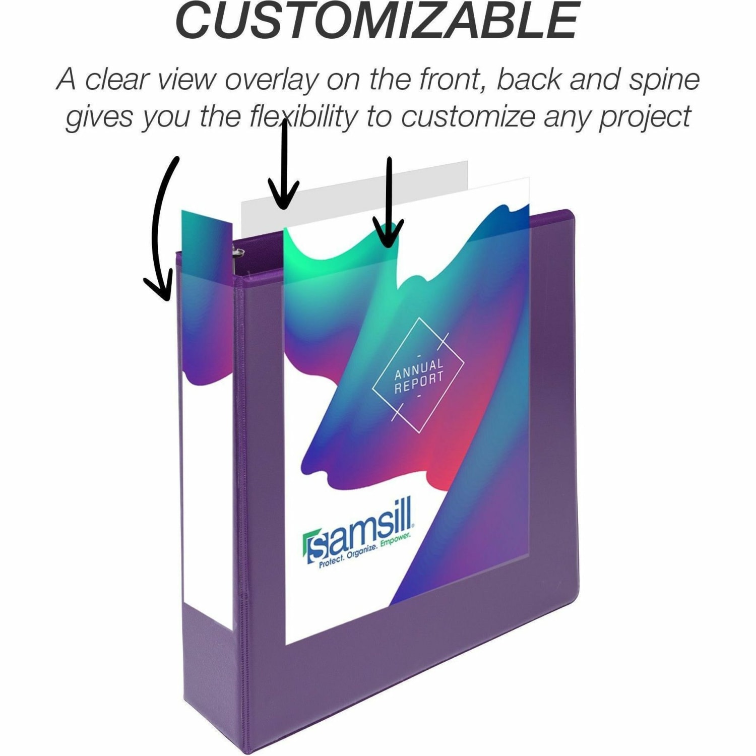 Samsill Durable 2 Inch Binder, , D Ring Customizable Clear View Binder, Fashion Assortment, 4 Pack, Each Holds 475Page (MP46469) - 2in Binder Capacity - Letter - 8 1/2in x 11in Sheet Size - 475 Sheet Capacity - 2in Ring - 3 x D-Ring Fastener(s) - Image 3
