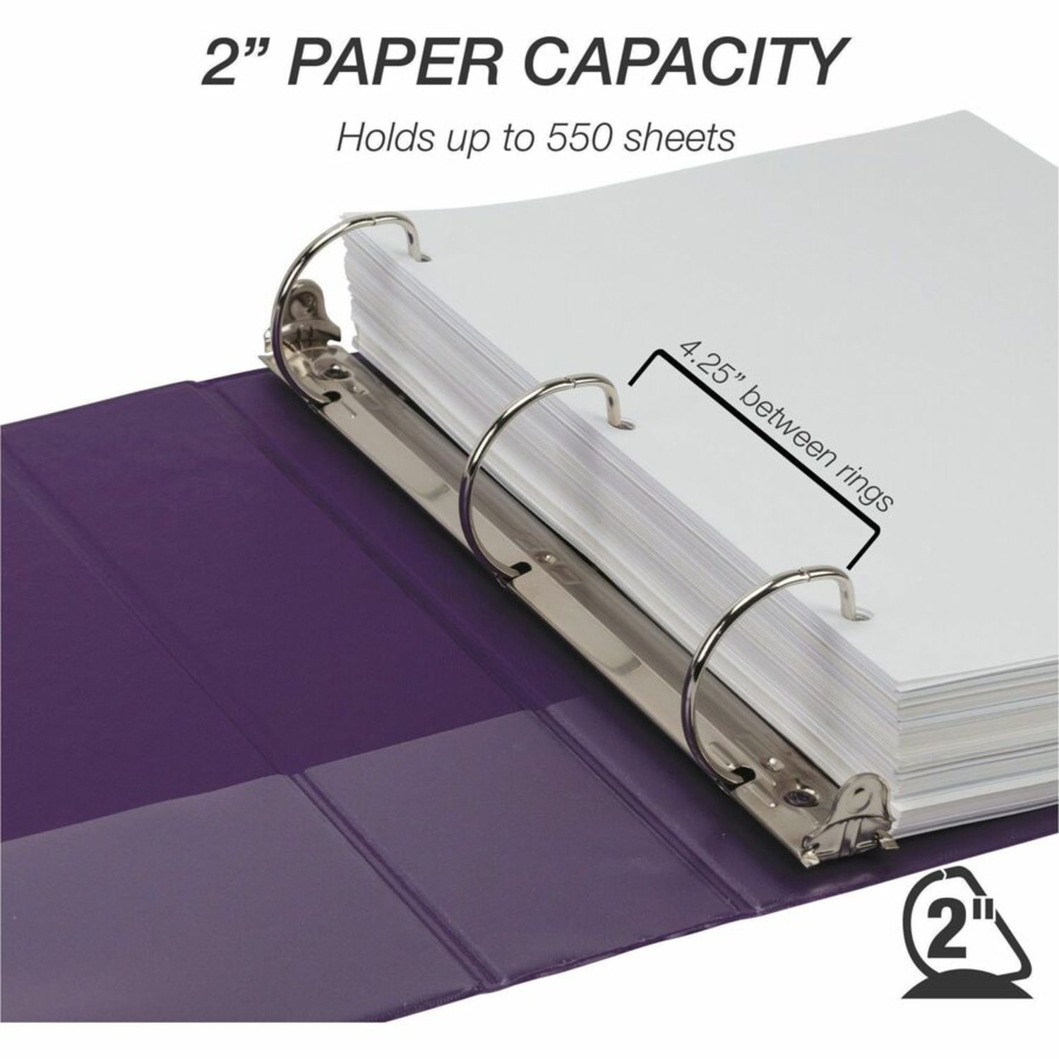 Samsill Durable 2 Inch Binder, , D Ring Customizable Clear View Binder, Fashion Assortment, 4 Pack, Each Holds 475Page (MP46469) - 2in Binder Capacity - Letter - 8 1/2in x 11in Sheet Size - 475 Sheet Capacity - 2in Ring - 3 x D-Ring Fastener(s) - Image 6