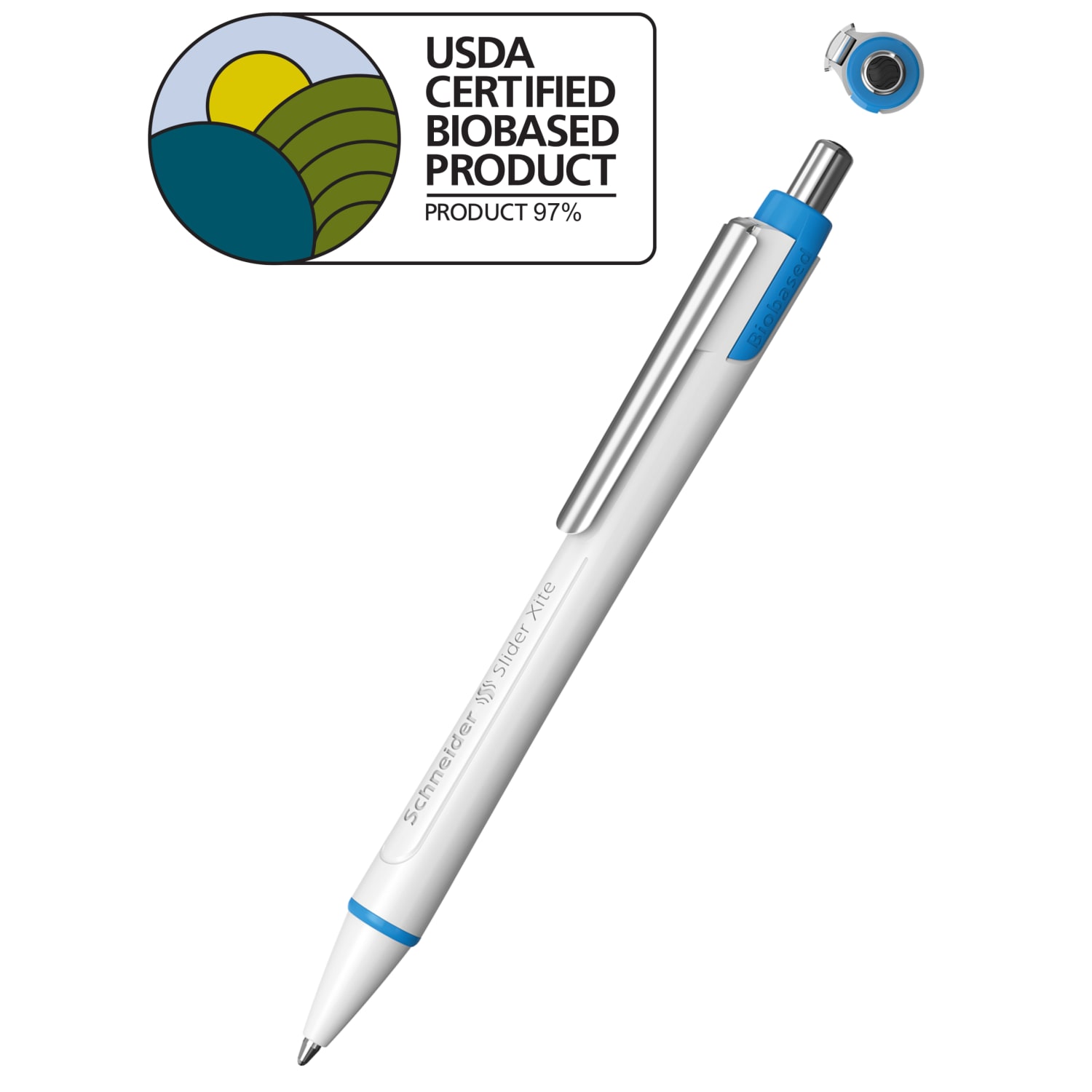 Schneider Slider Xite XB Retractable Ballpoint Pens, Extra-Bold Point, 1.4 mm, White Barrel, Black Ink, Pack Of 10 Pens - Image 3