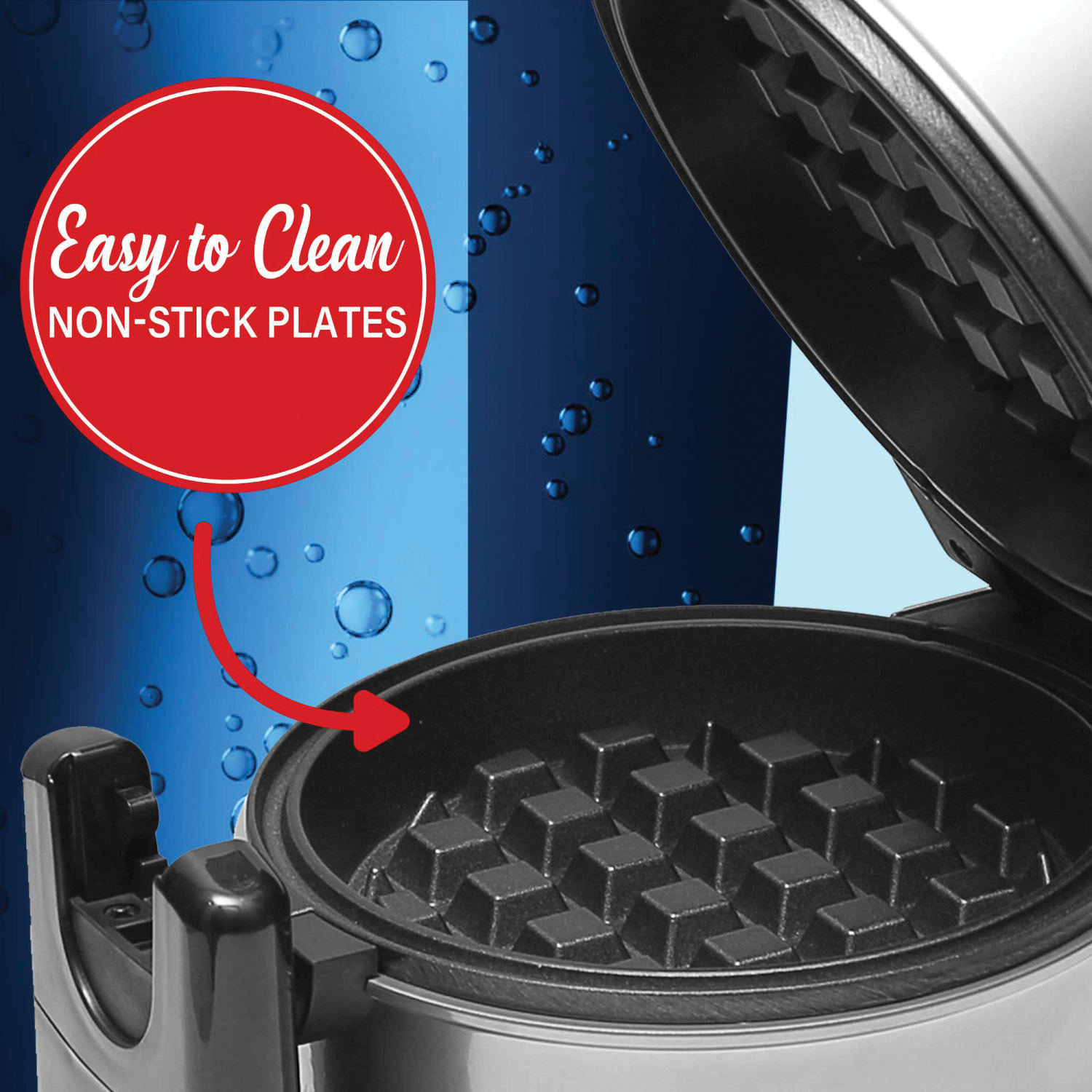 Brentwood Electric Belgian Waffle Maker, 8-1/4inH x 6-7/16inW x 10-5/8inD, Silver - Image 4