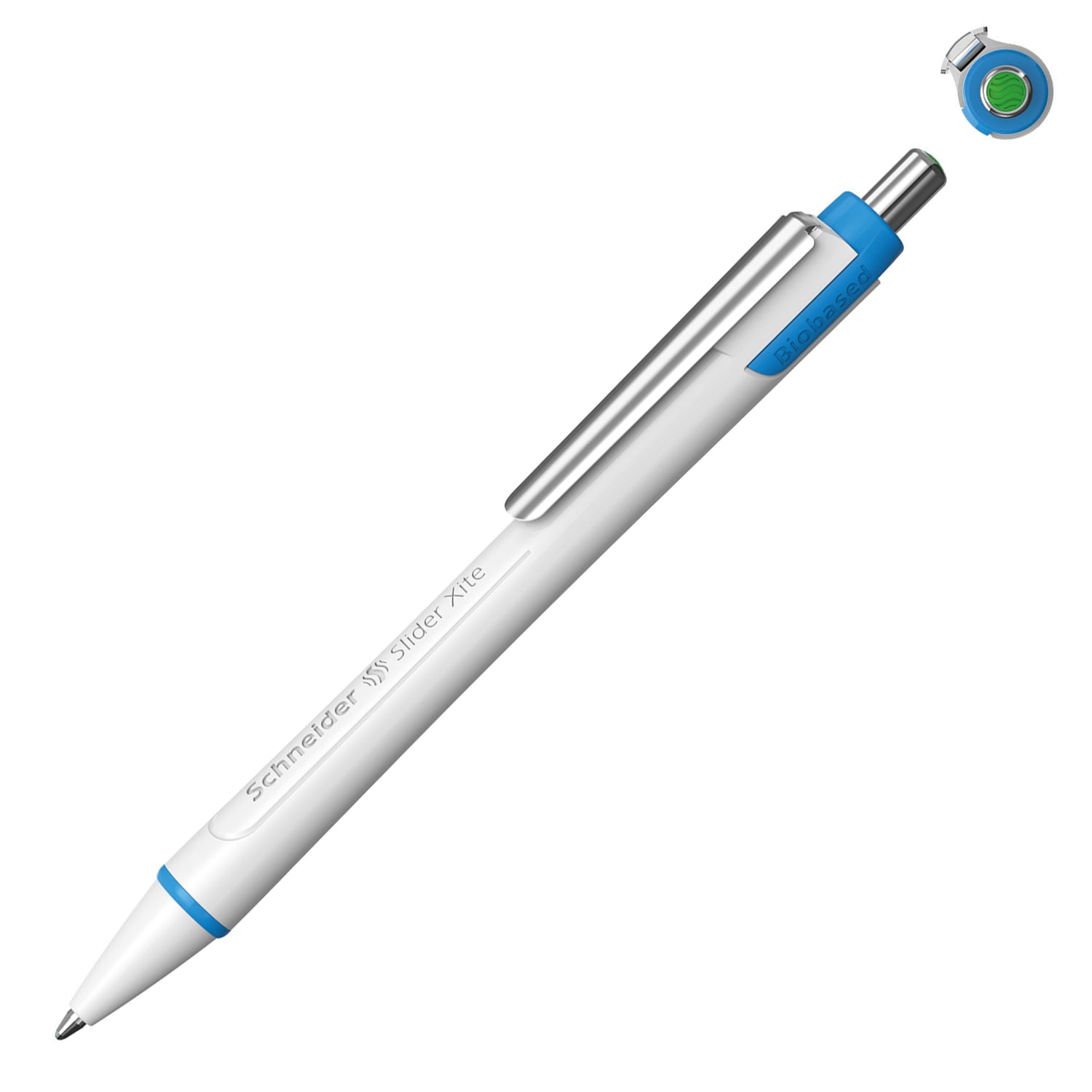 Schneider Slider Xite XB Retractable Ballpoint Pens, Extra-Bold Point, 1.4mm, White Barrel, Green Ink, Pack Of 10 Pens - Image 4