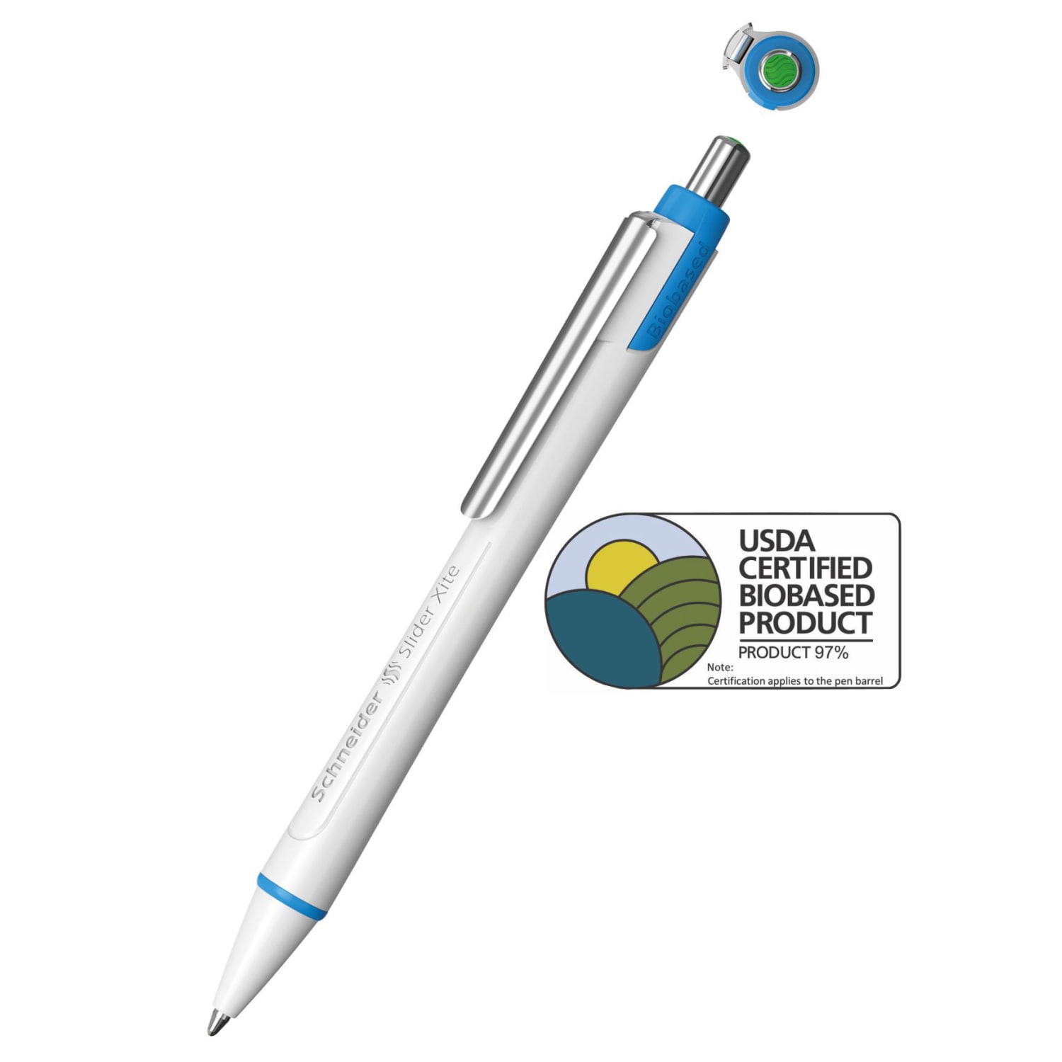 Schneider Slider Xite XB Retractable Ballpoint Pens, Extra-Bold Point, 1.4mm, White Barrel, Green Ink, Pack Of 10 Pens - Image 5