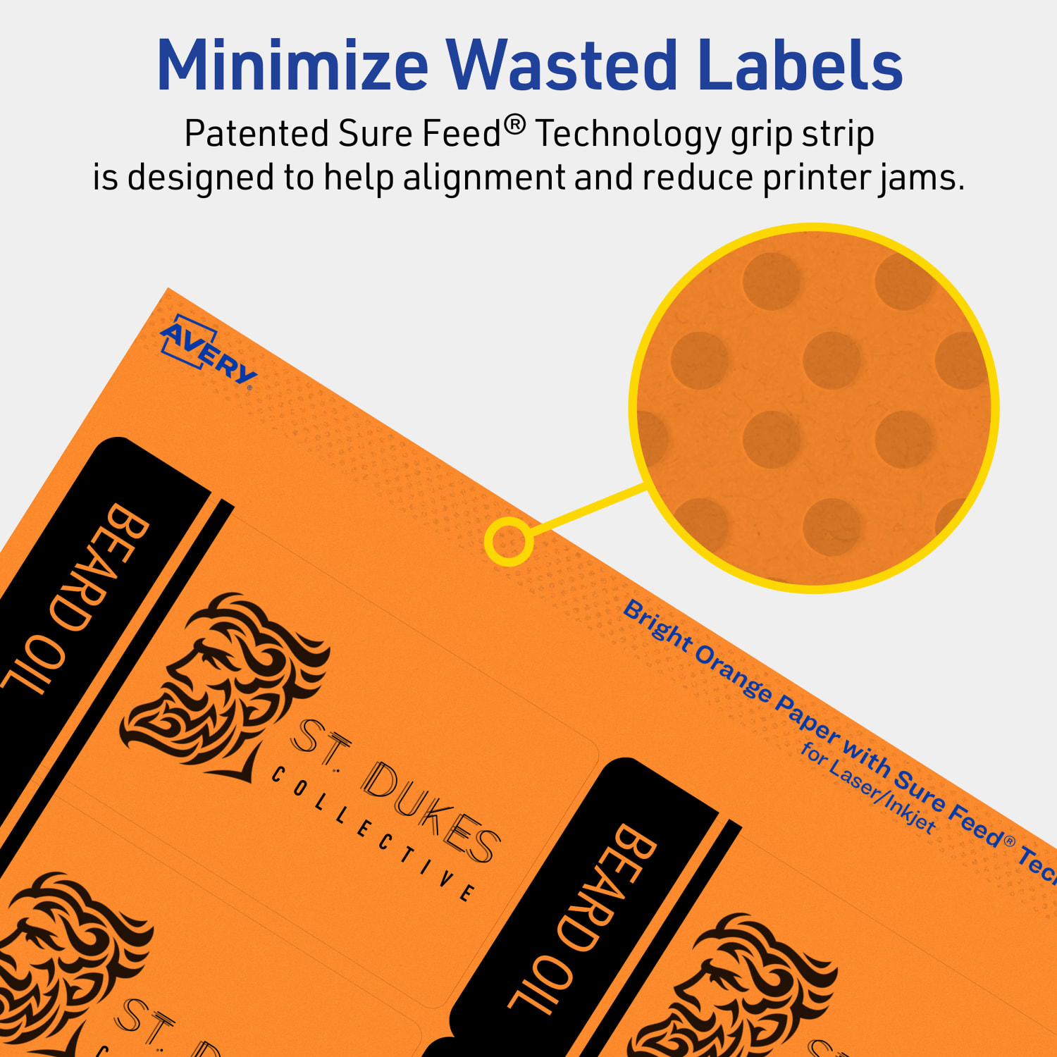 Avery Print-To-The-Edge Labels With Sure Feed Technology And Easy Peel, 94240-BOP80, Rectangle, 2in x 3-3/4in, Matte Bright Orange, Pack of 640 - Image 5