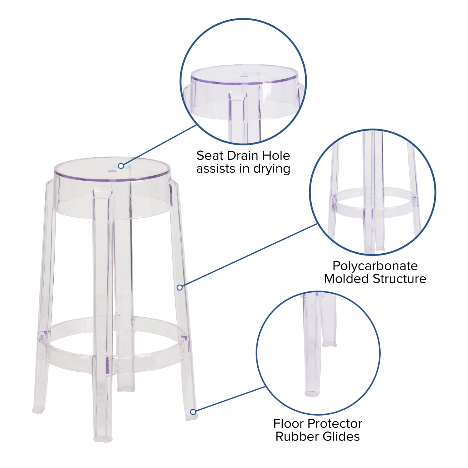 Flash Furniture High Transparent Counter-Height Stool, Clear - Image 6