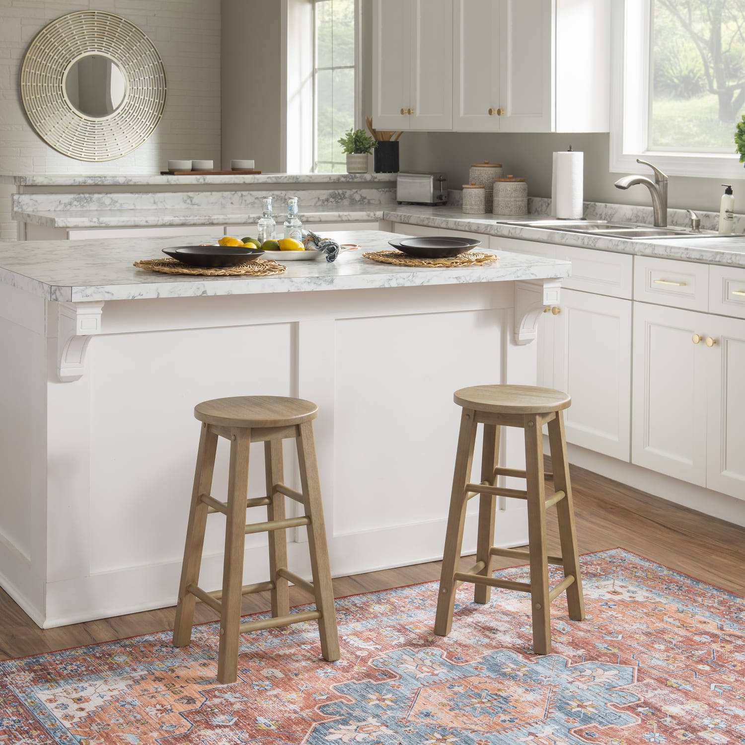 Linon Elmore Backless Counter Stool, Gray Wash - Image 3