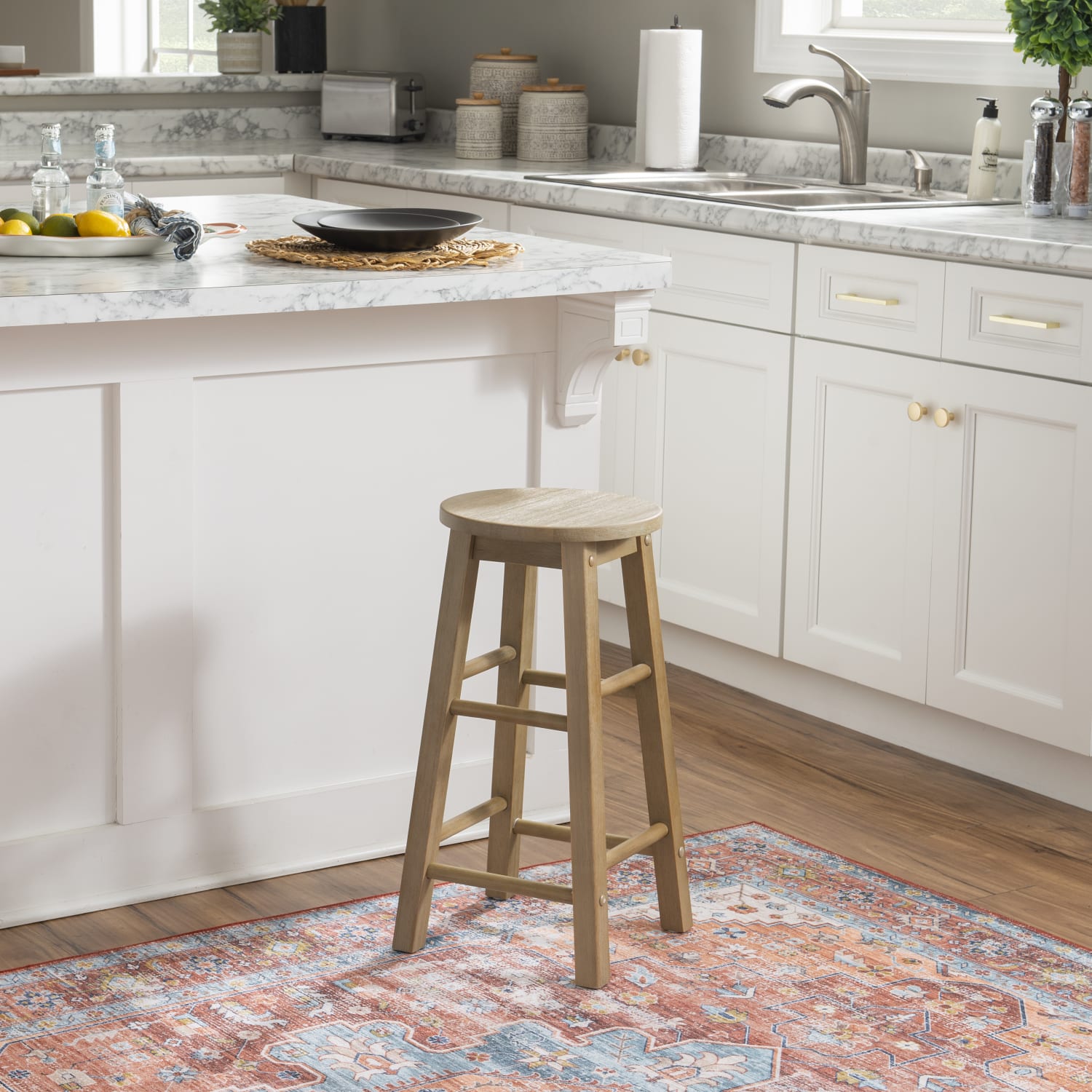 Linon Elmore Backless Counter Stool, Gray Wash - Image 4