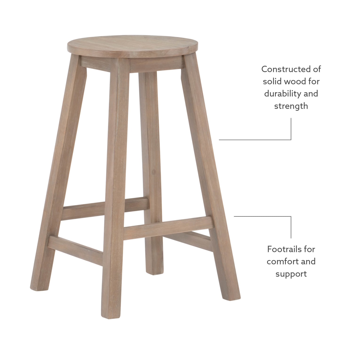 Linon Elmore Backless Counter Stool, Gray Wash - Image 5