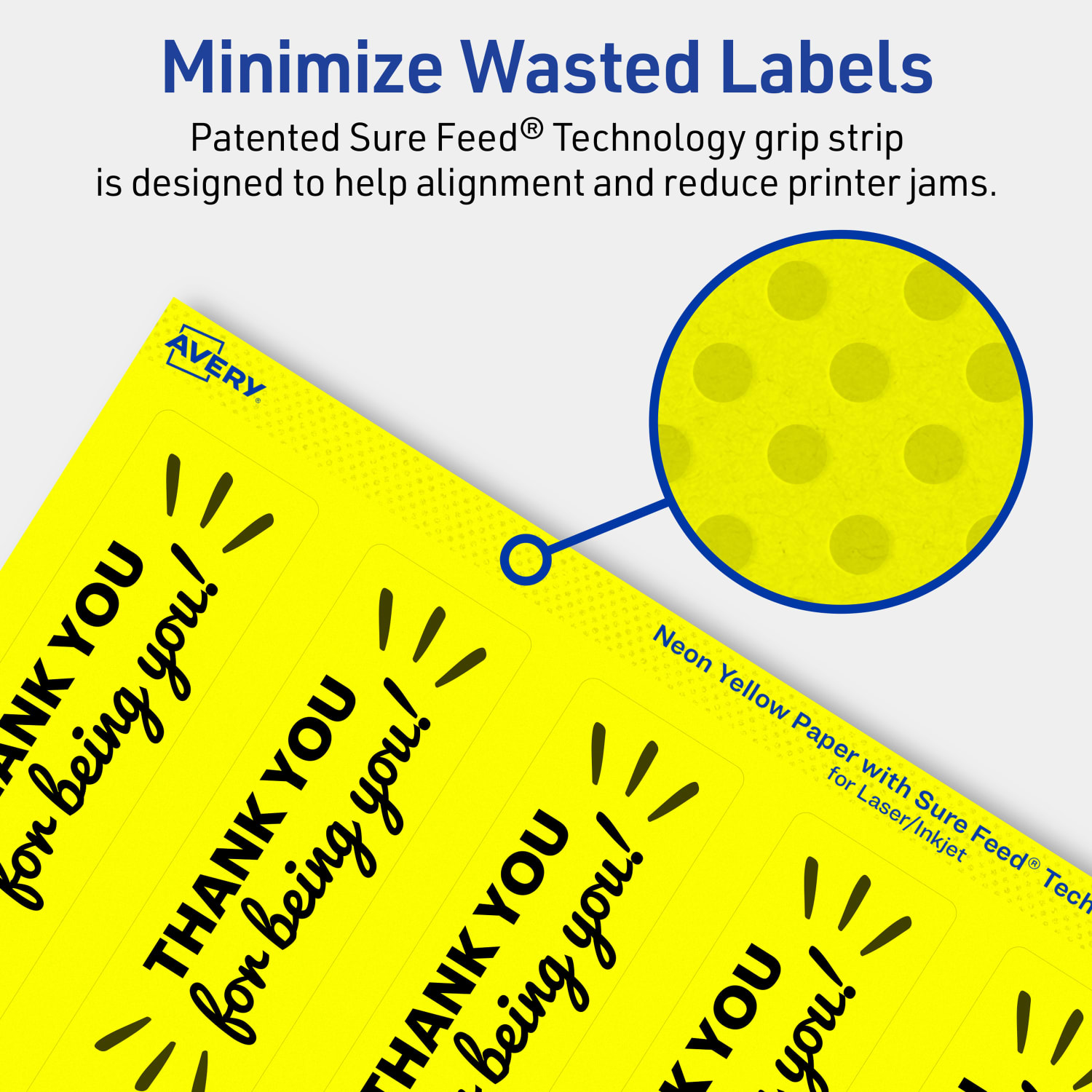 Avery Print-To-The-Edge Labels With Sure Feed Technology, 94262-NYP10, Rectangle, 9-3/4in x 1-1/4in, Matte Neon Yellow, Pack of 50 - Image 5
