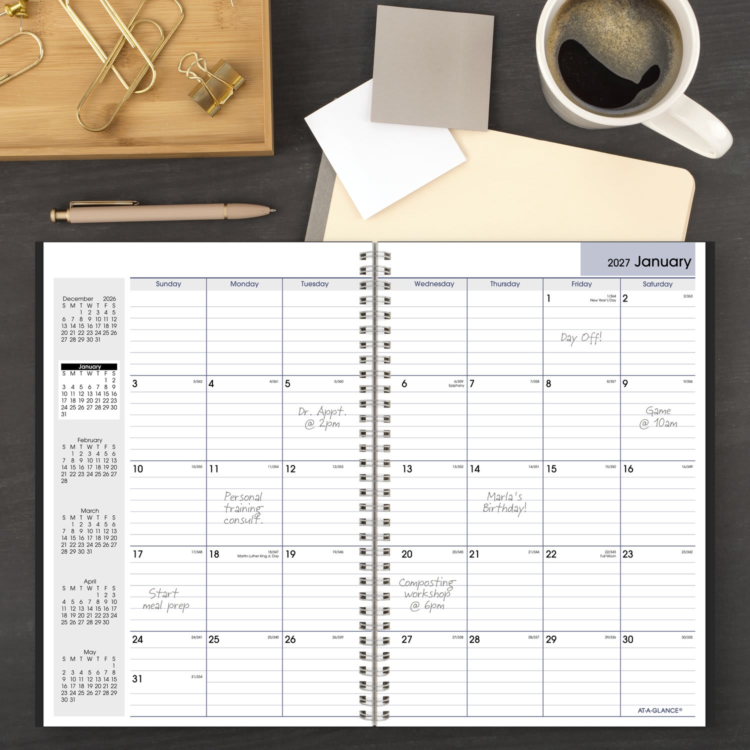 AT-A-GLANCE DayMinder 2027 Monthly Planner, Black, Large, 8in x 12in, SK20027 - Image 3