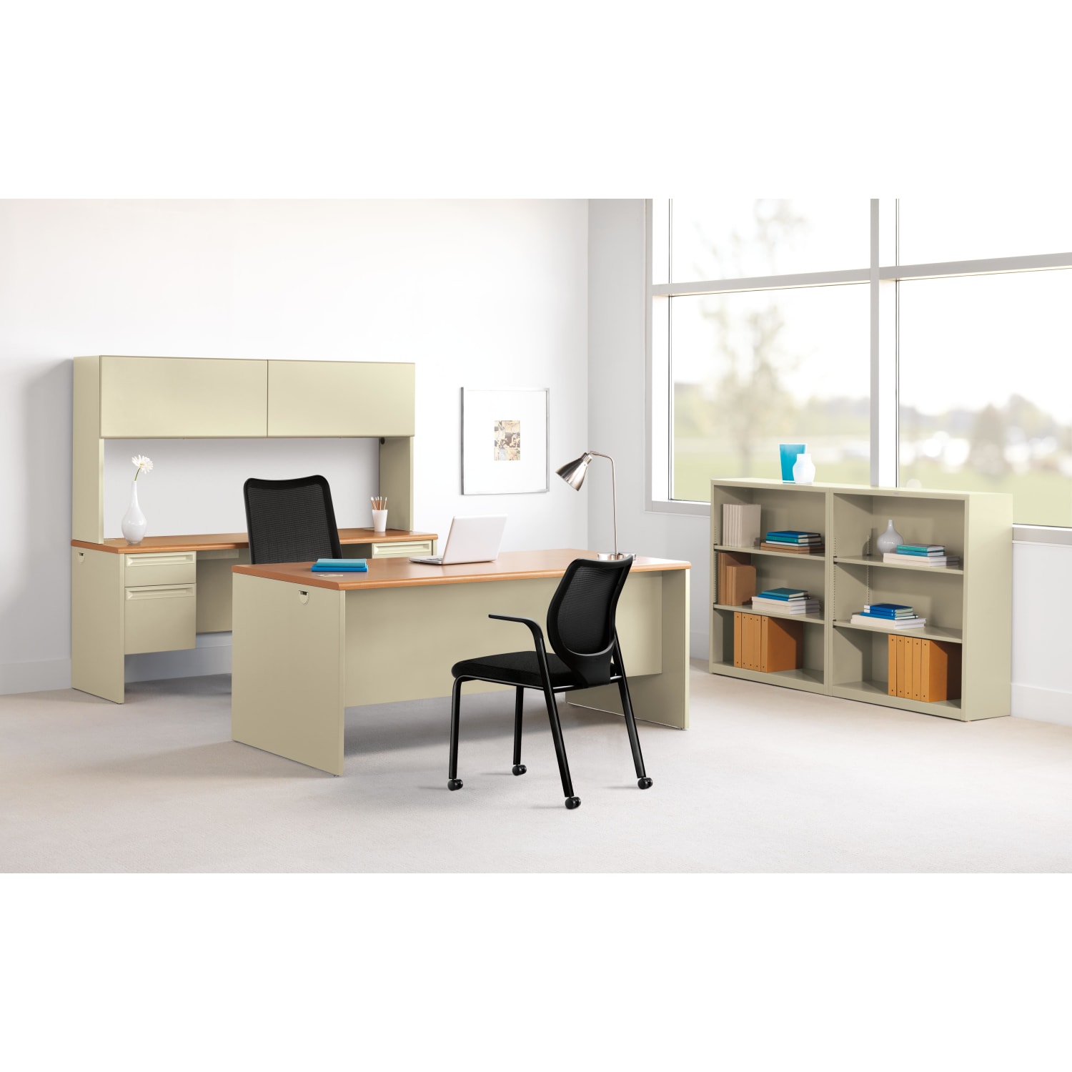HON 38000 72inW Double-Pedestal Computer Desk, Harvest/Putty - Image 3
