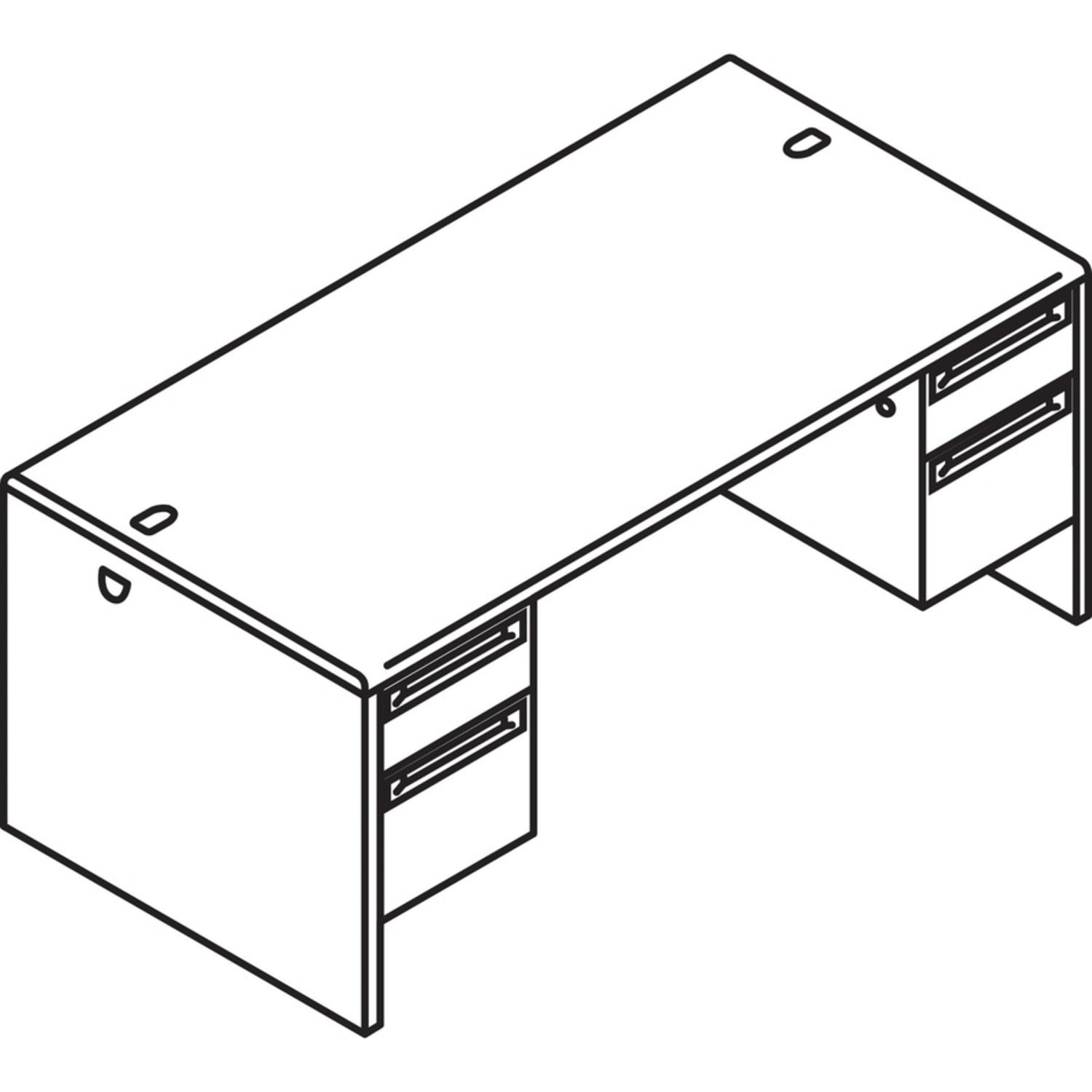 HON 38000 72inW Double-Pedestal Computer Desk, Harvest/Putty - Image 5
