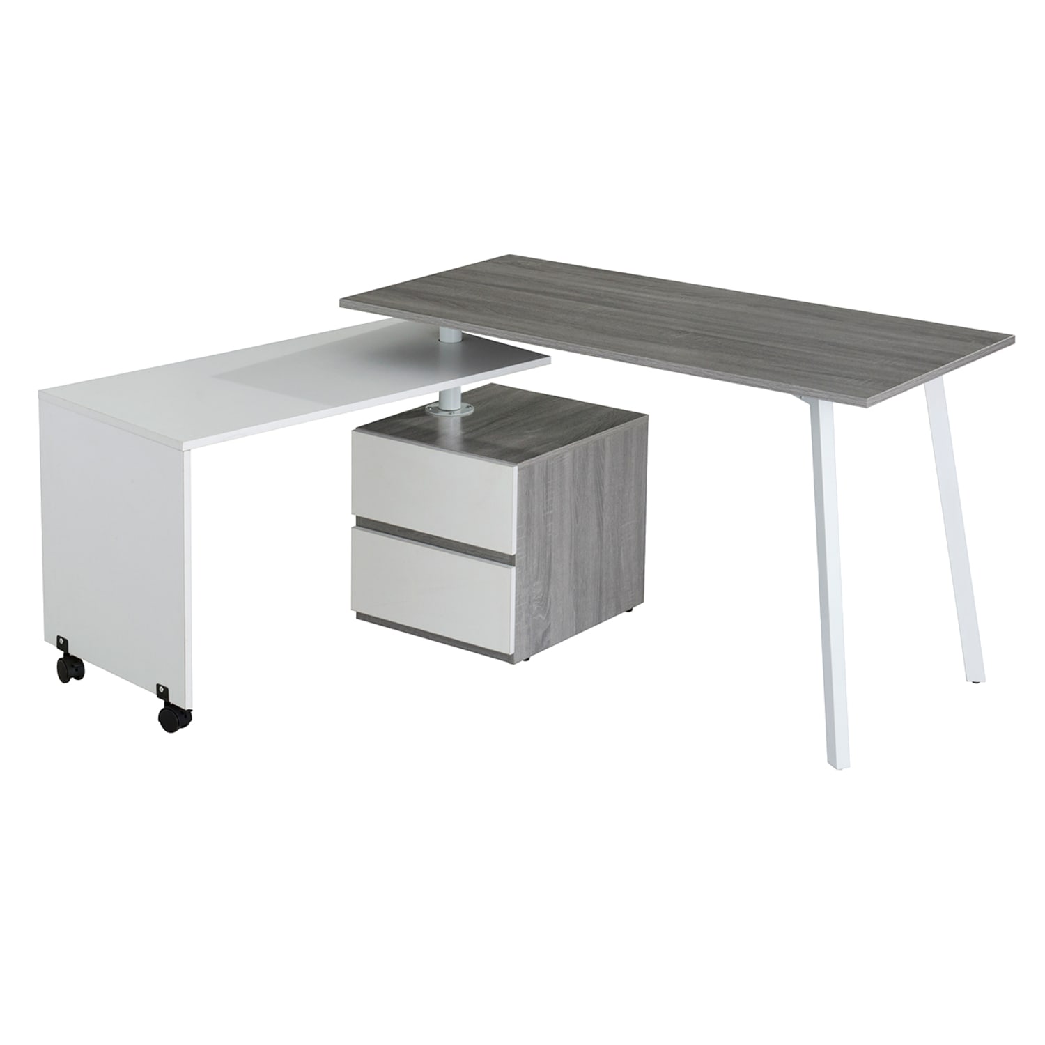 Techni Mobili 51inW Rotating Multi-Positional Computer Desk, Gray