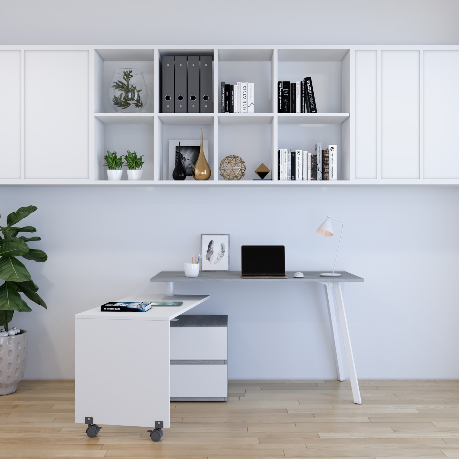 Techni Mobili 51inW Rotating Multi-Positional Computer Desk, Gray - Image 3