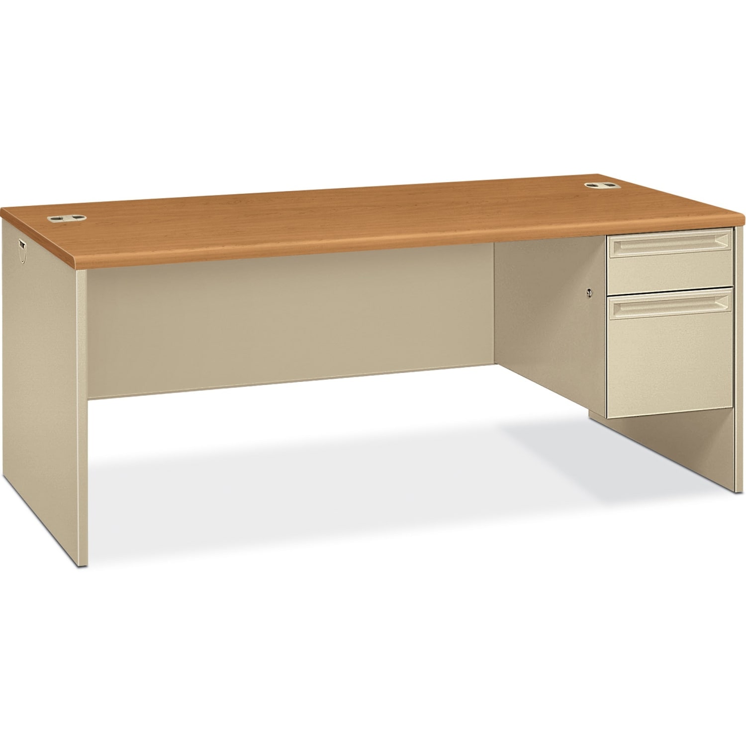 HON 38000 72inW Right-Pedestal Computer Desk, Harvest/Putty - Image 3