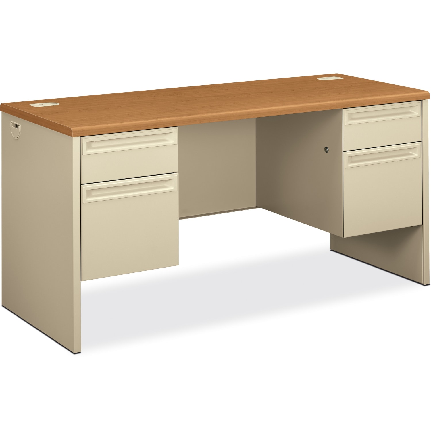 HON 38000 Kneespace 60inW Computer Desk Credenza, Harvest/Putty - Image 3