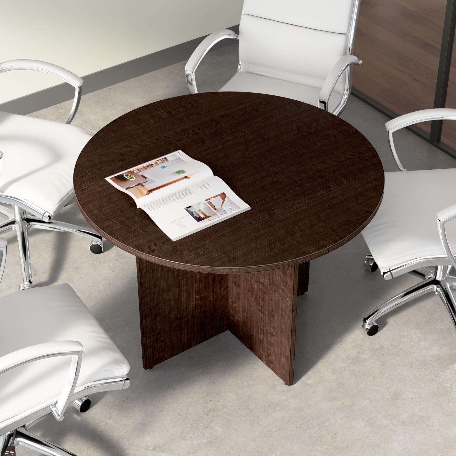 Bush Business Furniture 42-inch Round Conference Table with Wood Base, Mocha Cherry, Standard Delivery - Image 4
